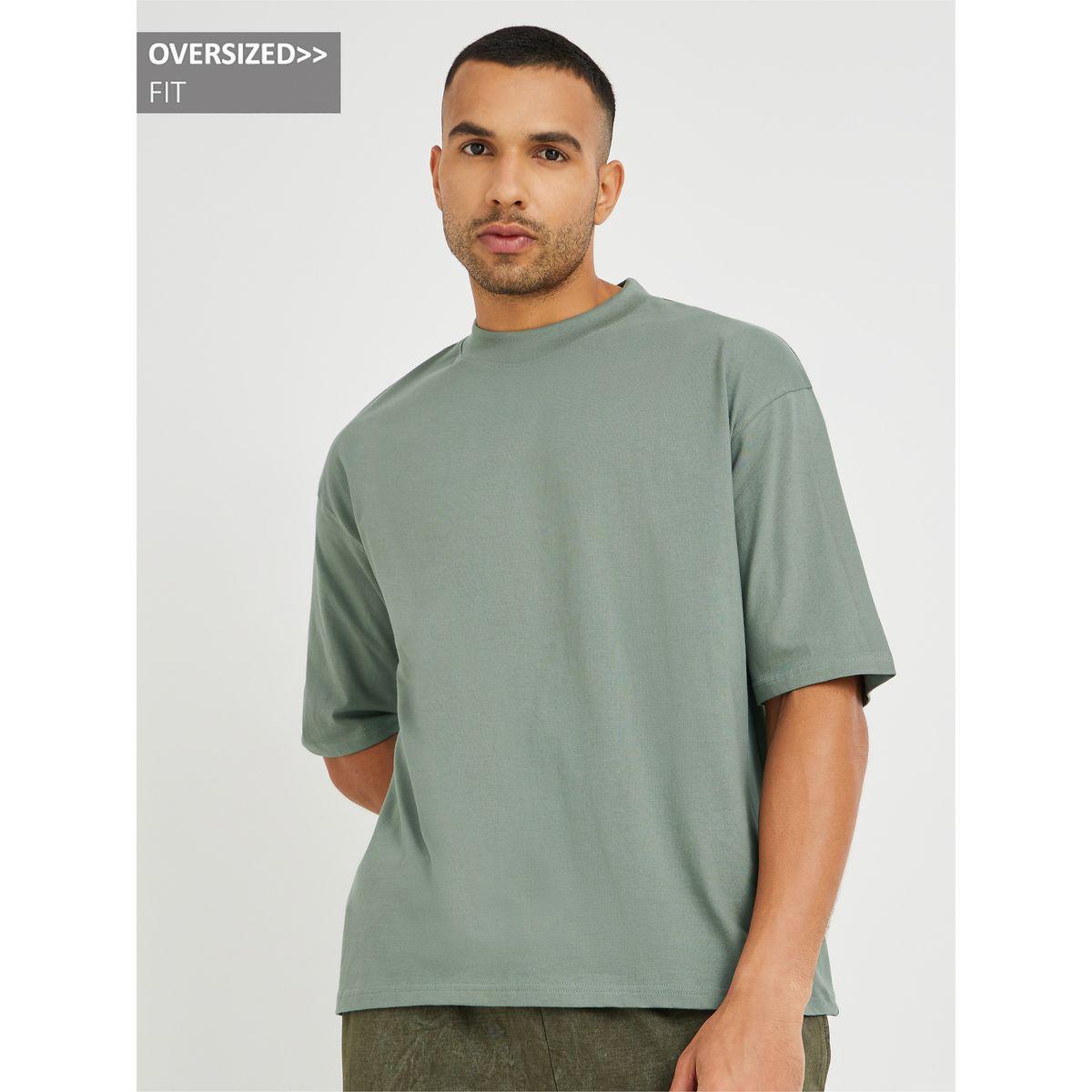 Styli Solid Oversized Crew Neck T-Shirt-men-clothing-tshirtsandpolos-tshirts-image-1