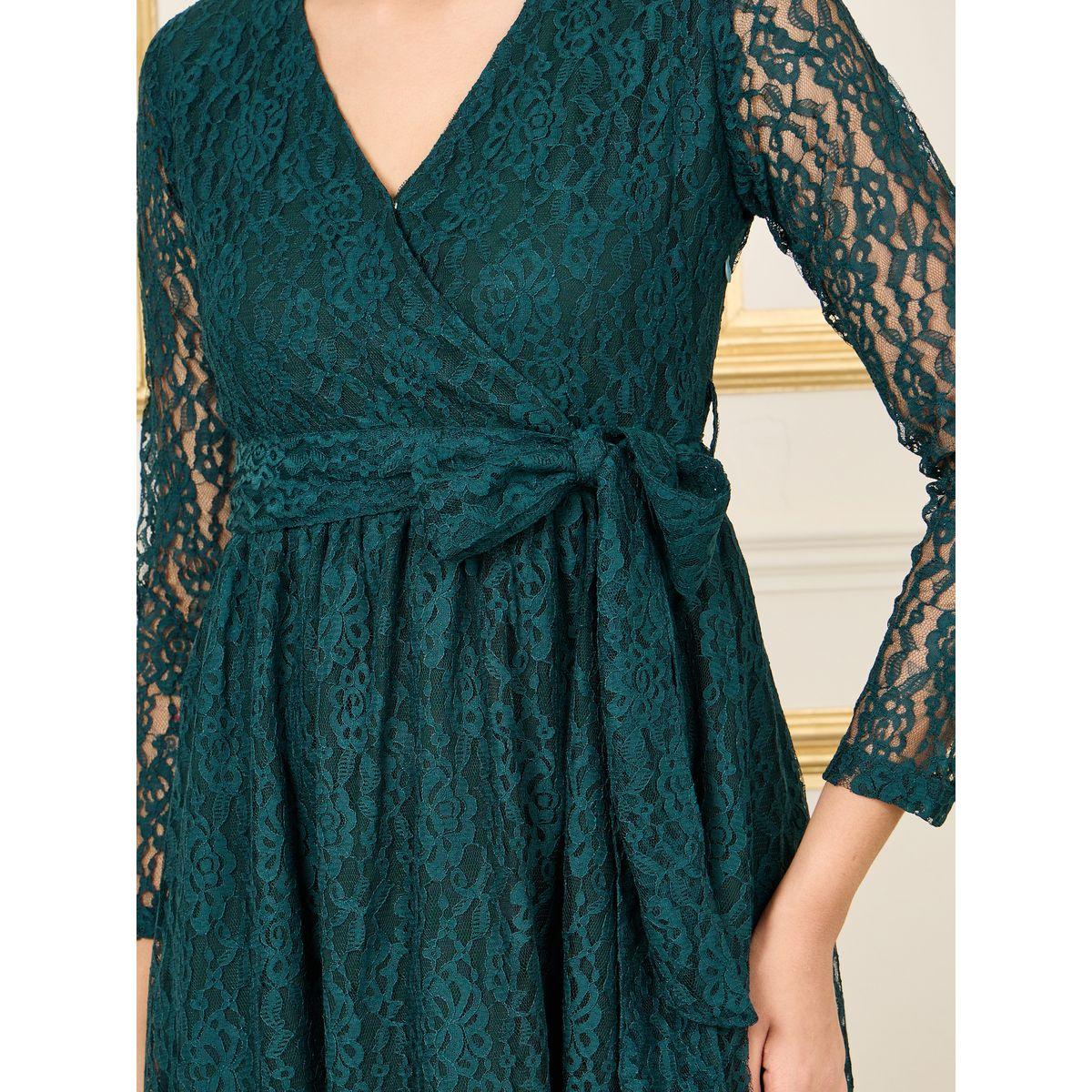 Styli All Over Lace Self Tie Up Wrap Midi Dress-women-clothing-dresses-image-3
