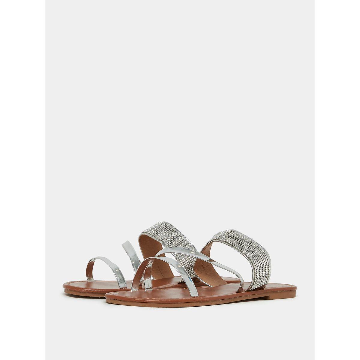 صندل فلات بسيور براقة-women-shoes-sandals-flats-image-2