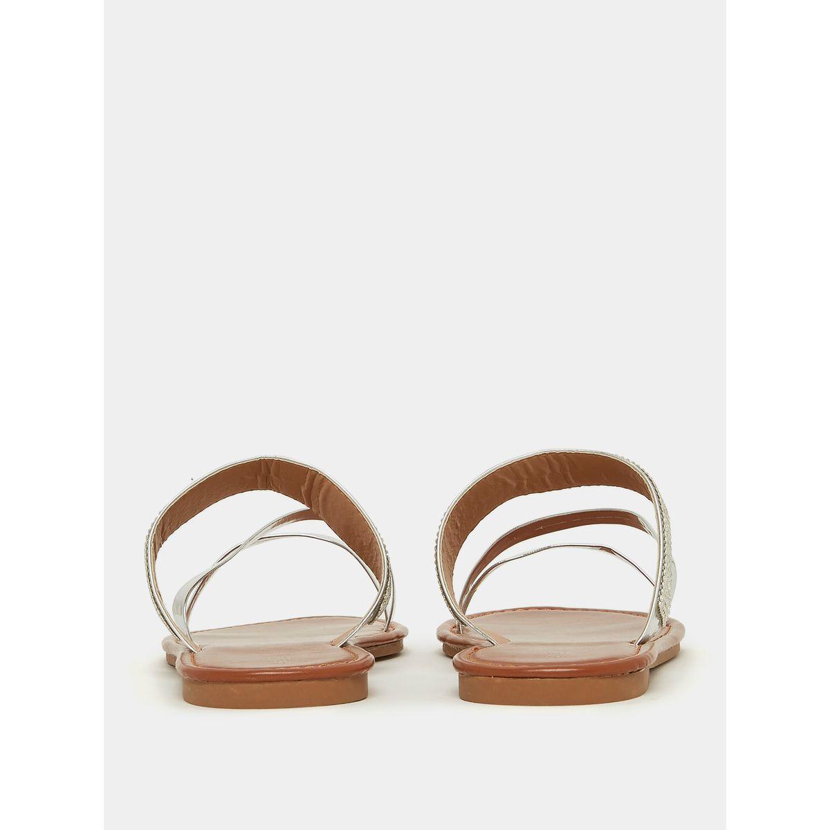 صندل فلات بسيور براقة-women-shoes-sandals-flats-image-4