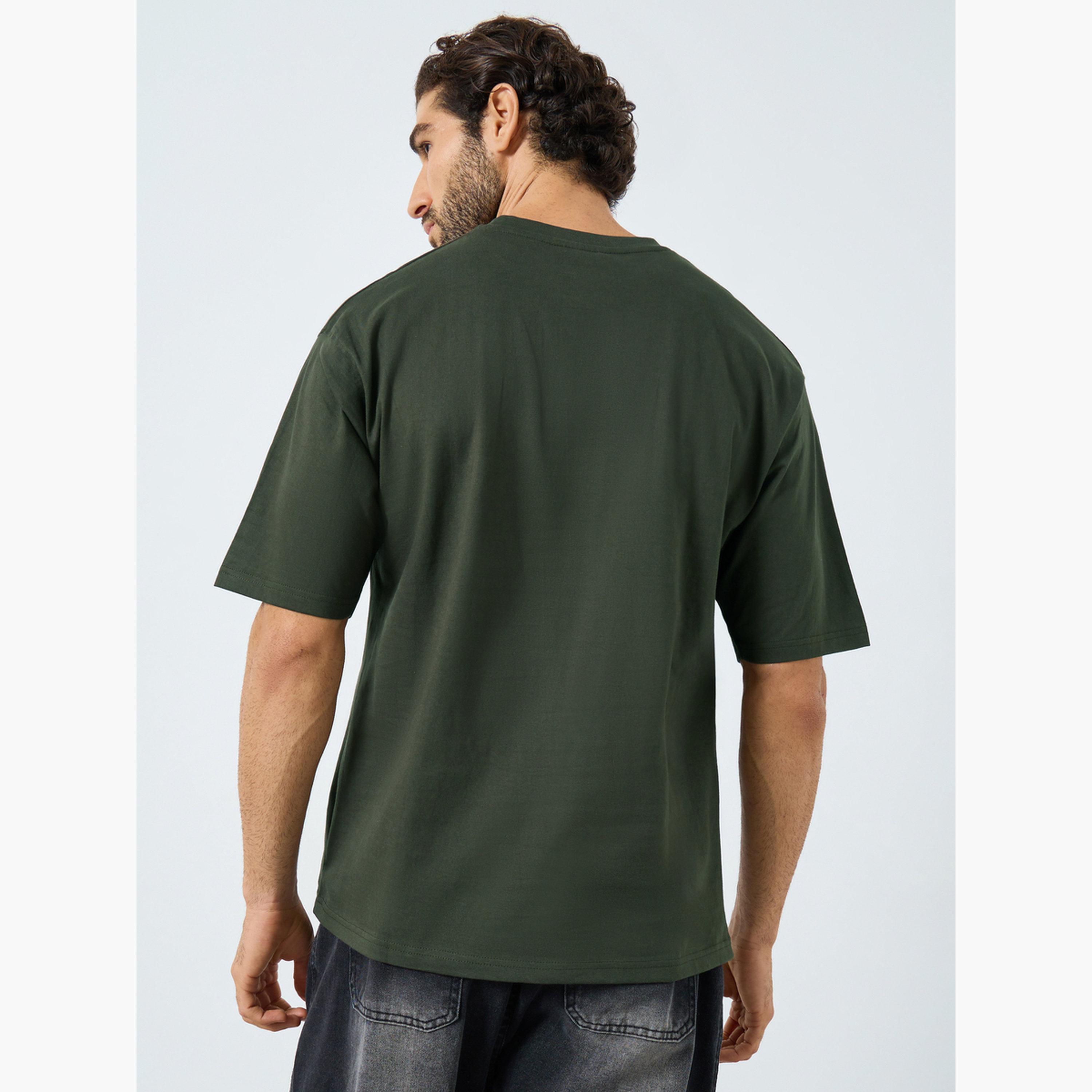Styli Men Olive Green Oversized Crew Neck T-Shirt-men-clothing-tshirtsandpolos-tshirts-image-4