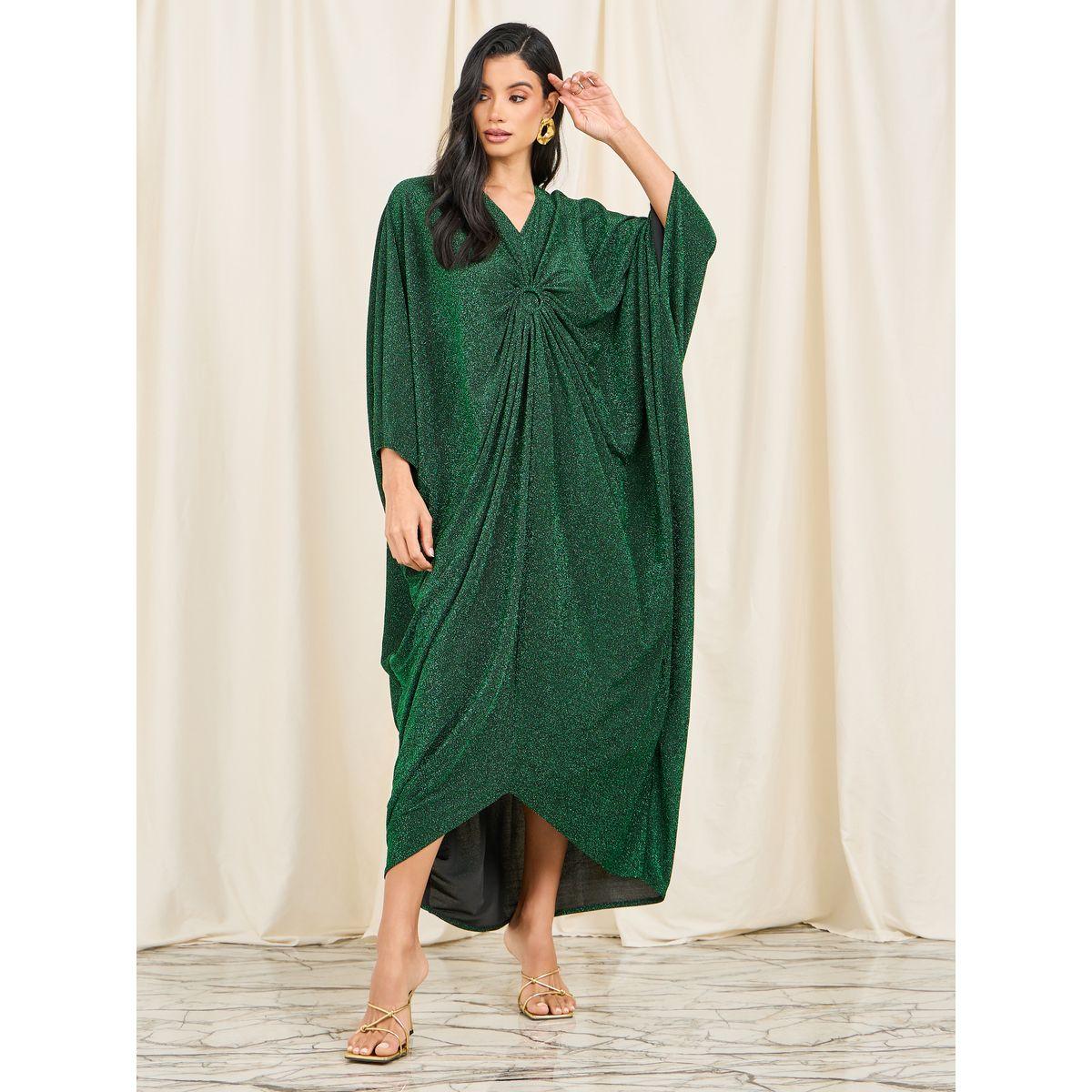 قفطان طويل بتفاصيل مزمومة-women-clothing-dresses-image-1