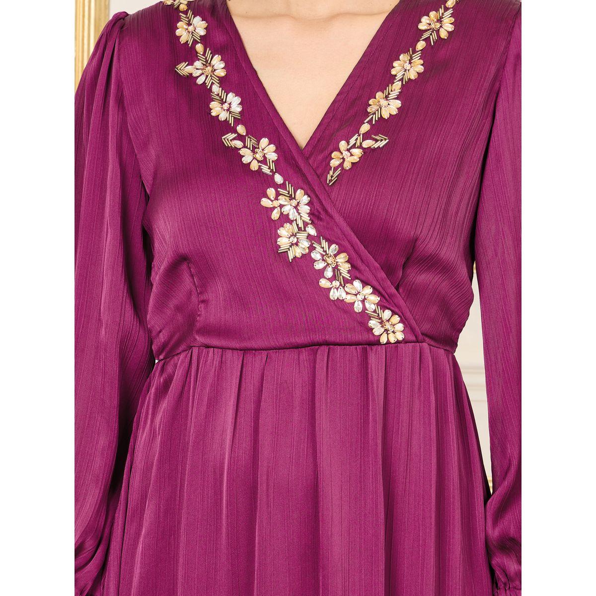 Styli Satin Stone Beaded Detail A-Line Maxi Dress-women-clothing-dresses-image-3