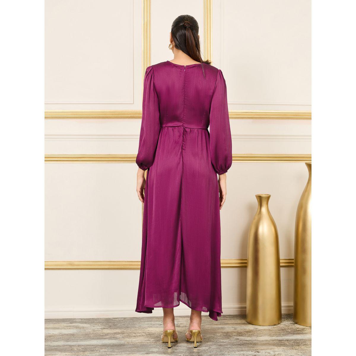 Styli Satin Stone Beaded Detail A-Line Maxi Dress-women-clothing-dresses-image-4