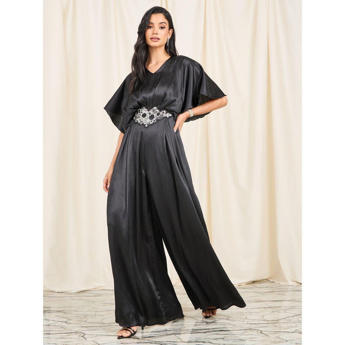 Styli Limited Embellished Waist V Neck Wide Leg Jumpsuit-women-clothing-jumpsuits-image-1