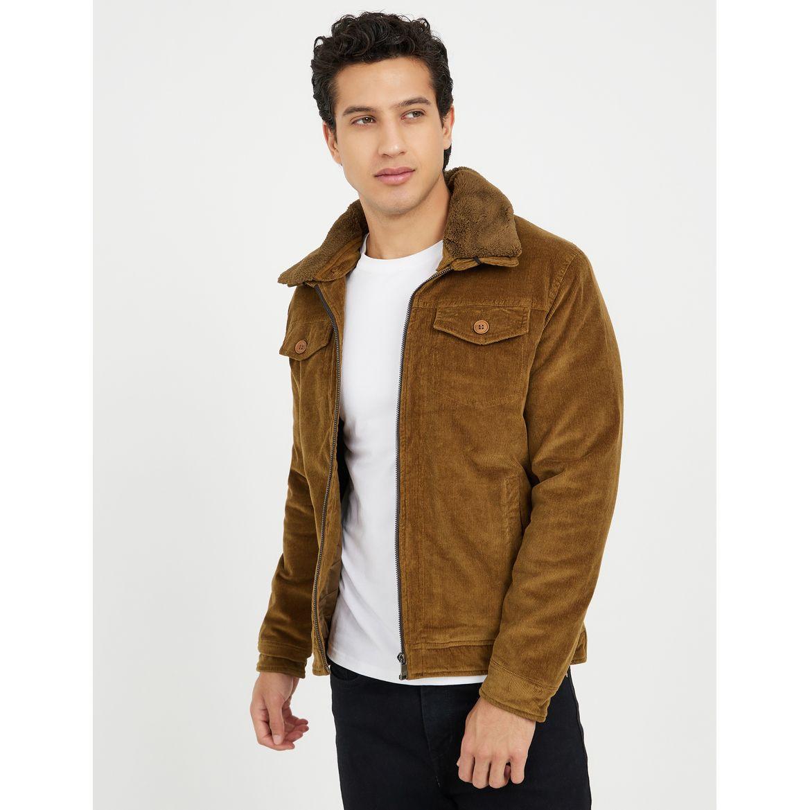 Textured Collared Jacket with Zip Closure-men-clothing-jacketsandblazers-jackets-image-1