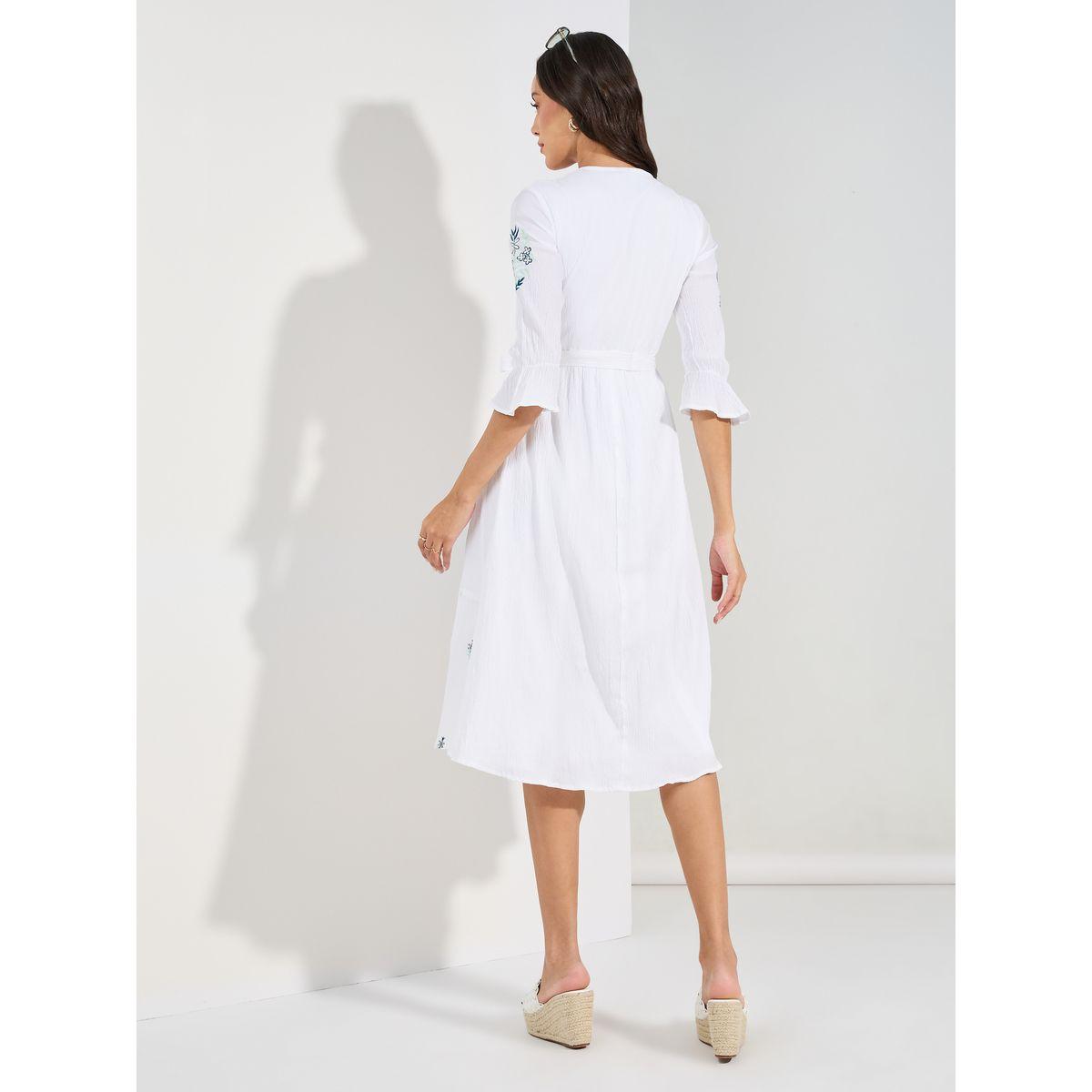 فستان ميدي بتفاصيل مُطرّزة مع حزام خصر-women-clothing-dresses-image-4