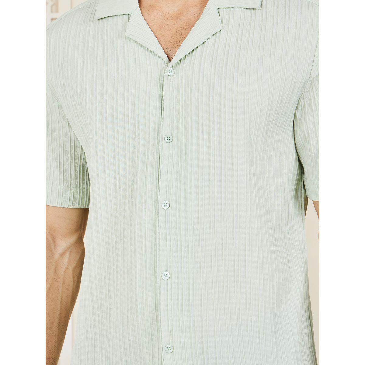 Styli Limited Striped Textured Woven Camp Cuban Collar Relaxed Fit Shirt-men-clothing-shirts-image-4