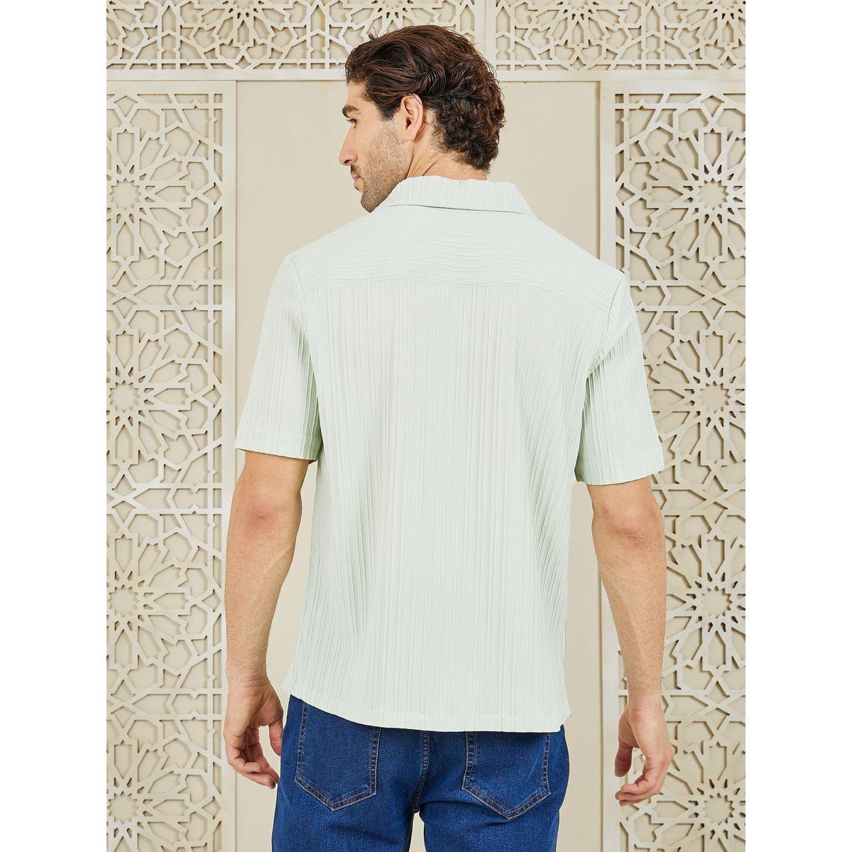 Styli Limited Striped Textured Woven Camp Cuban Collar Relaxed Fit Shirt-men-clothing-shirts-image-6