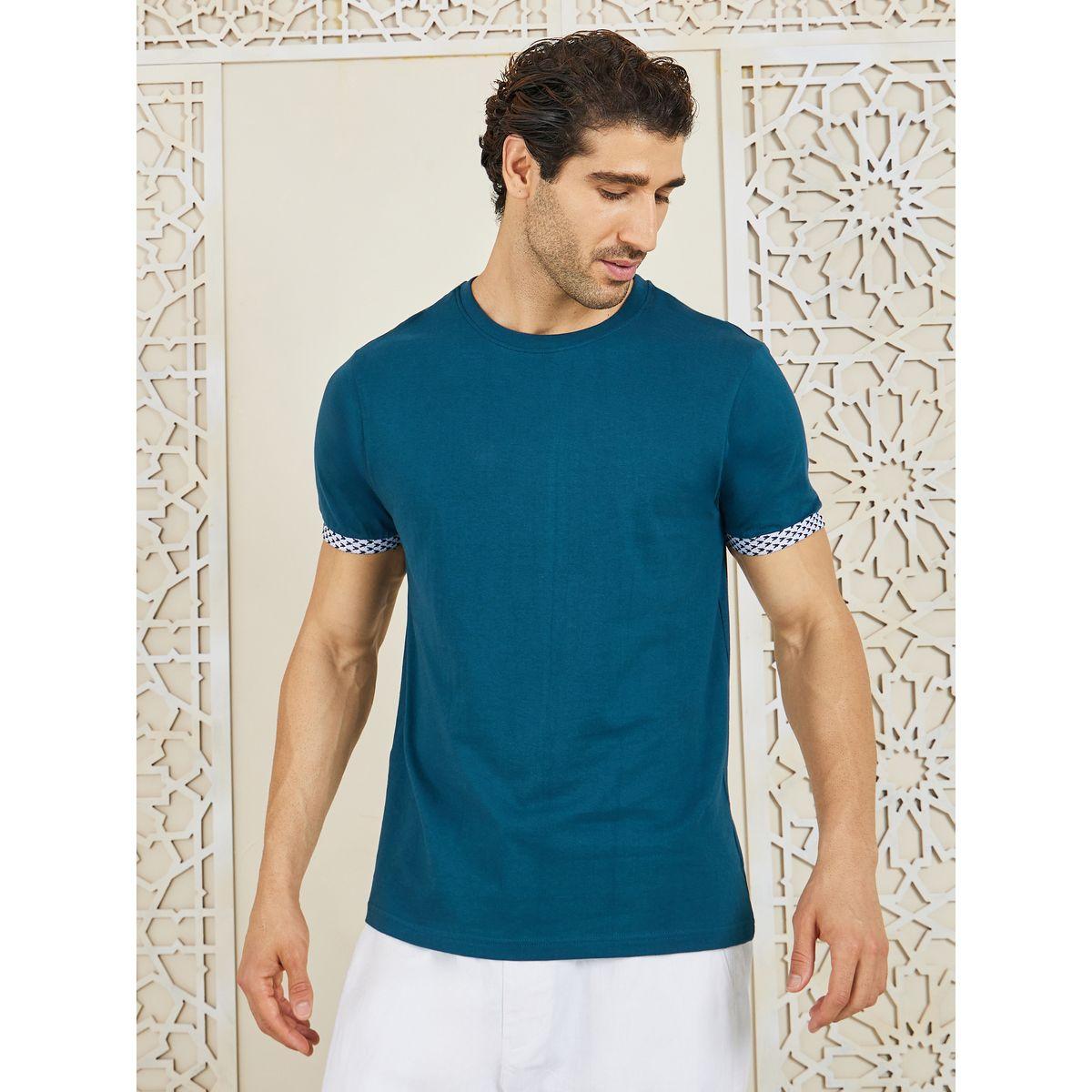 Styli Limited Premium Heavy Jersey Regular Fit T-Shirt Jacquard Cuff Sleeves-men-clothing-tshirtsandpolos-tshirts-image-1