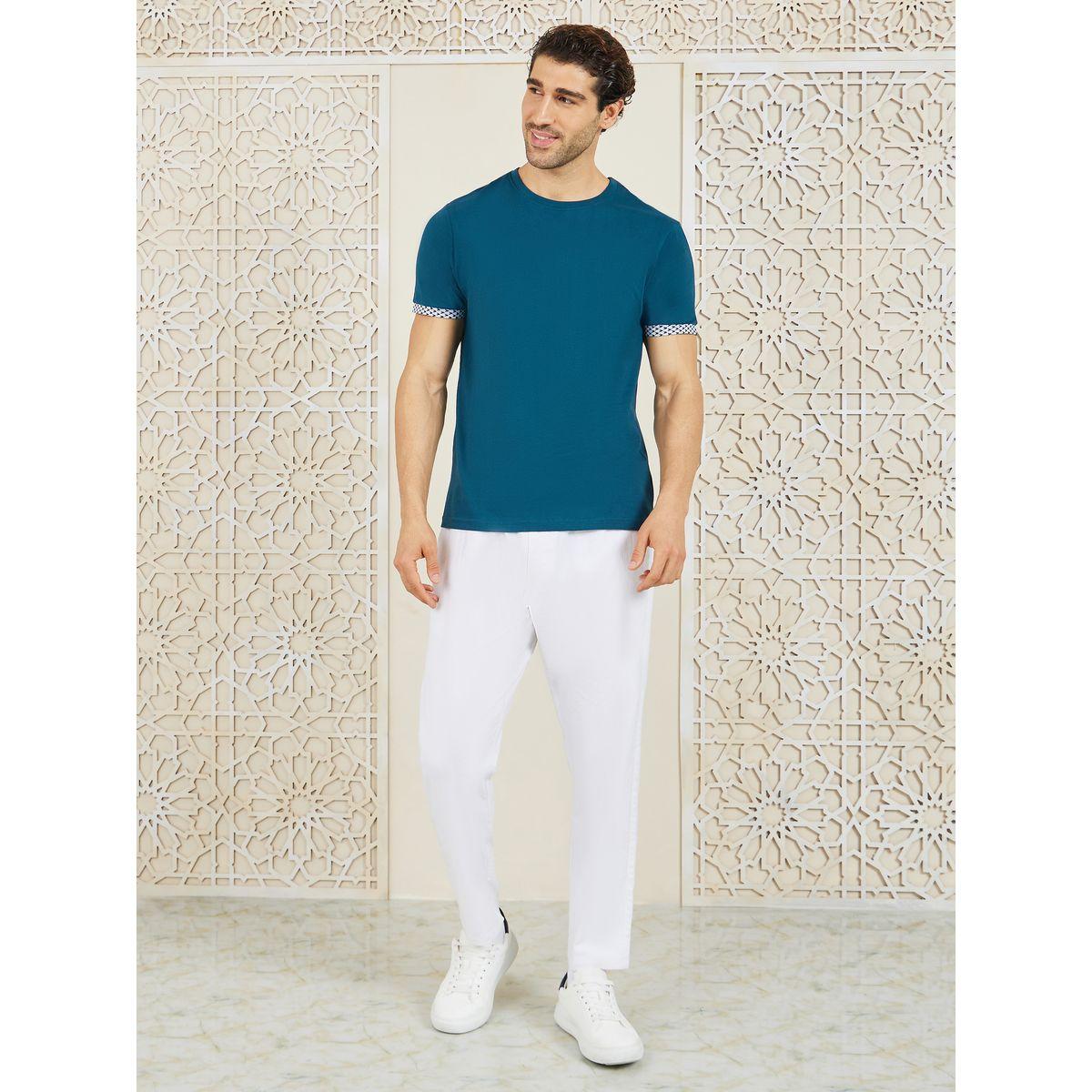 تيشيرت جيرسيه بتفاصيل جاكار واكمام بأساور-men-clothing-tshirtsandpolos-tshirts-image-2