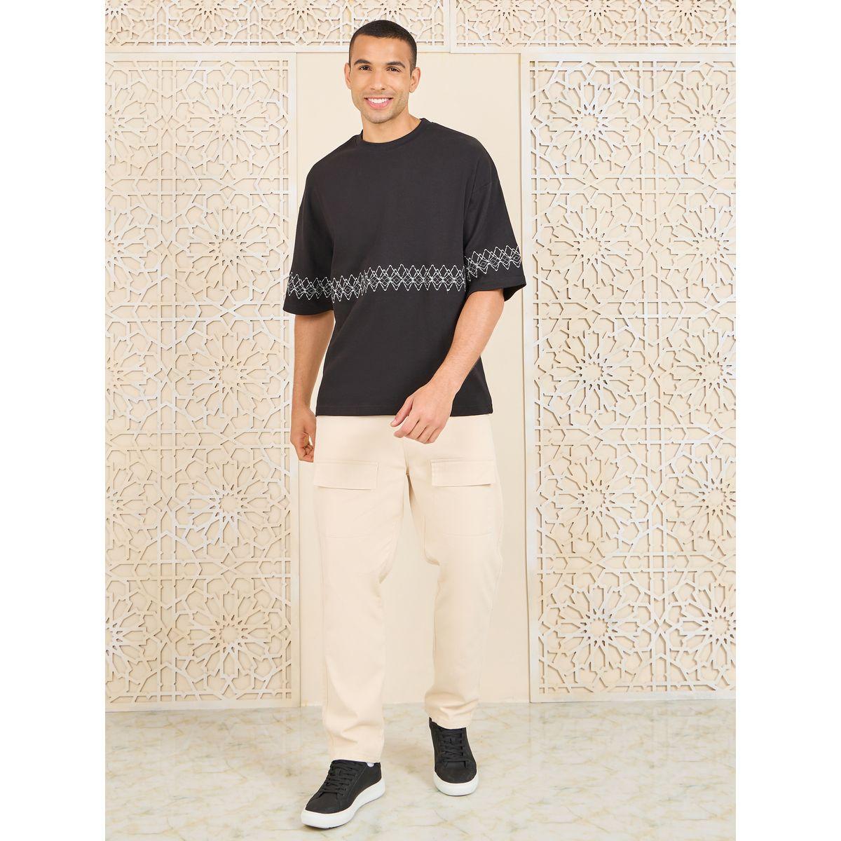 Styli Limited Premium Contrast Zigzag Embroidered Interlock Boxy Fit T-Shirt-men-clothing-tshirtsandpolos-tshirts-image-2