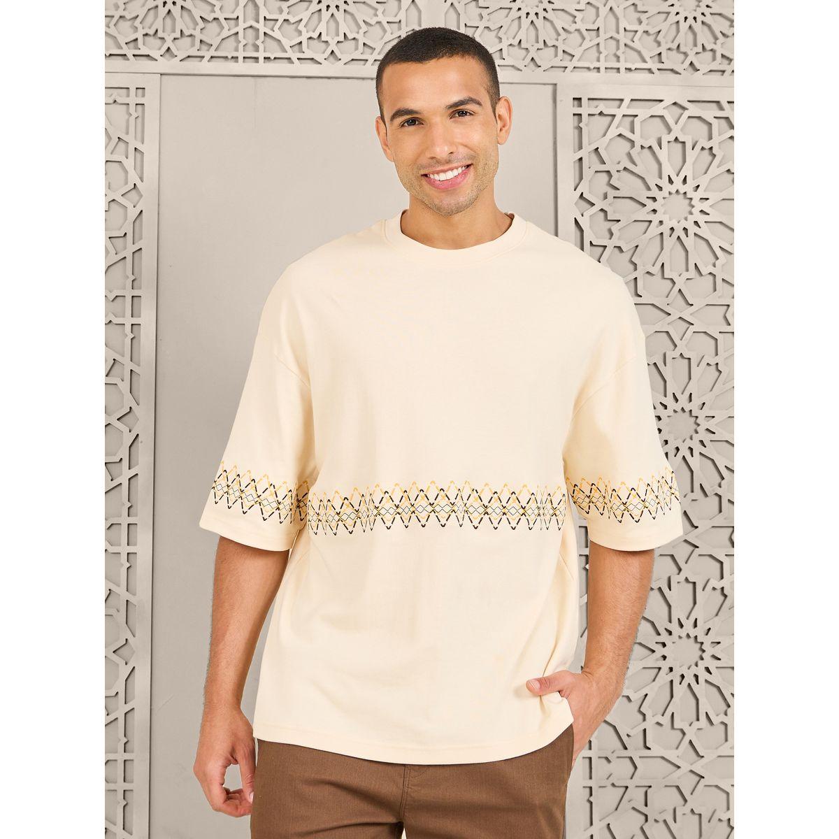 Styli Limited Premium Contrast Zigzag Embroidered Interlock Boxy Fit T-Shirt-men-clothing-tshirtsandpolos-tshirts-image-1