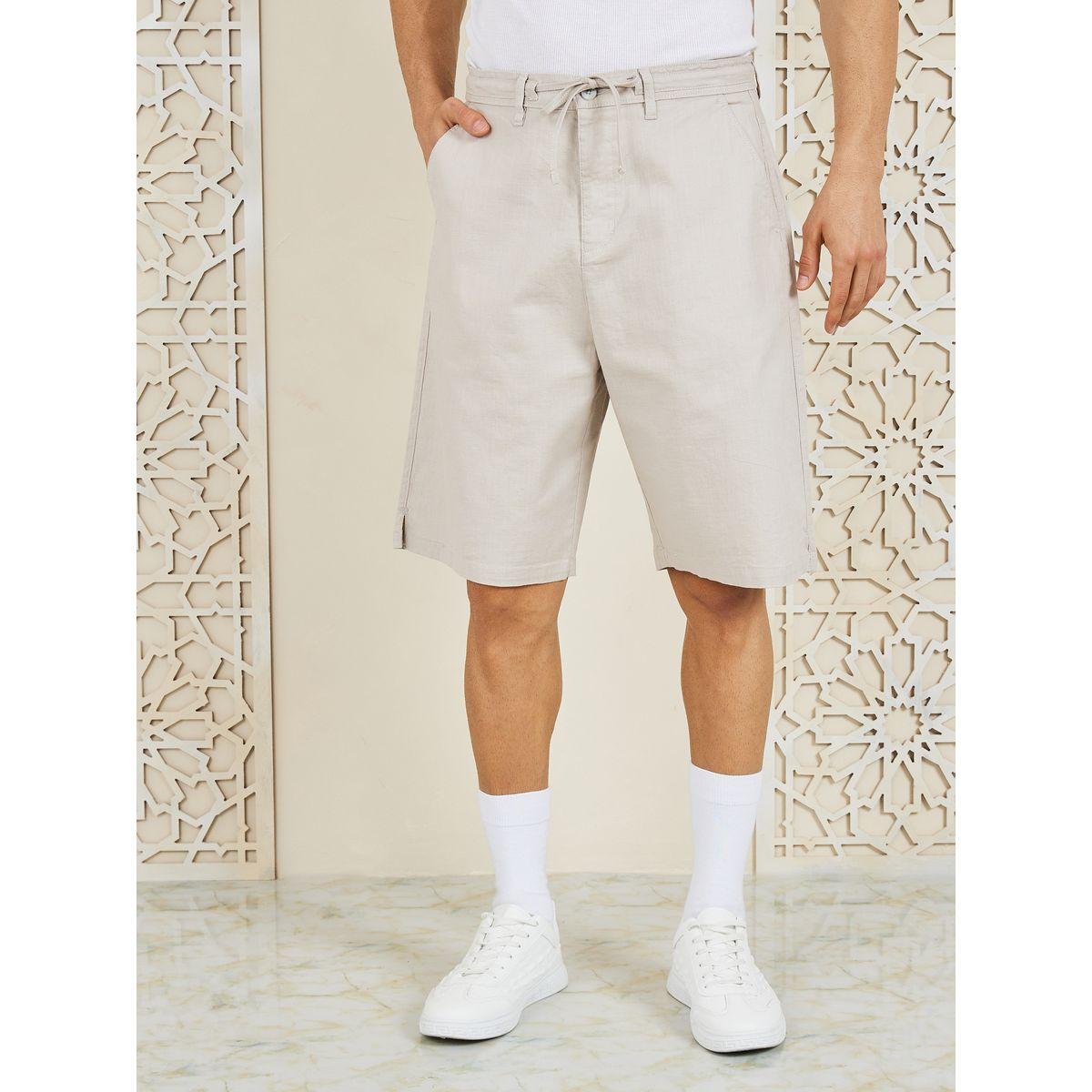شورت بنسيج تويل مع رباط خصر-men-clothing-bottoms-shorts-image-1