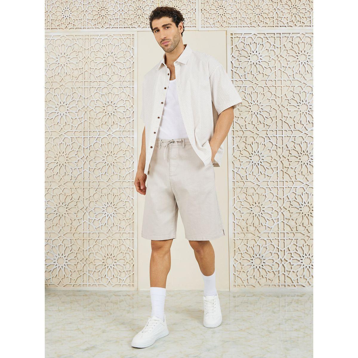 Styli Limited Premium Stretch Slub Twill Casual Shorts-men-clothing-bottoms-shorts-image-2