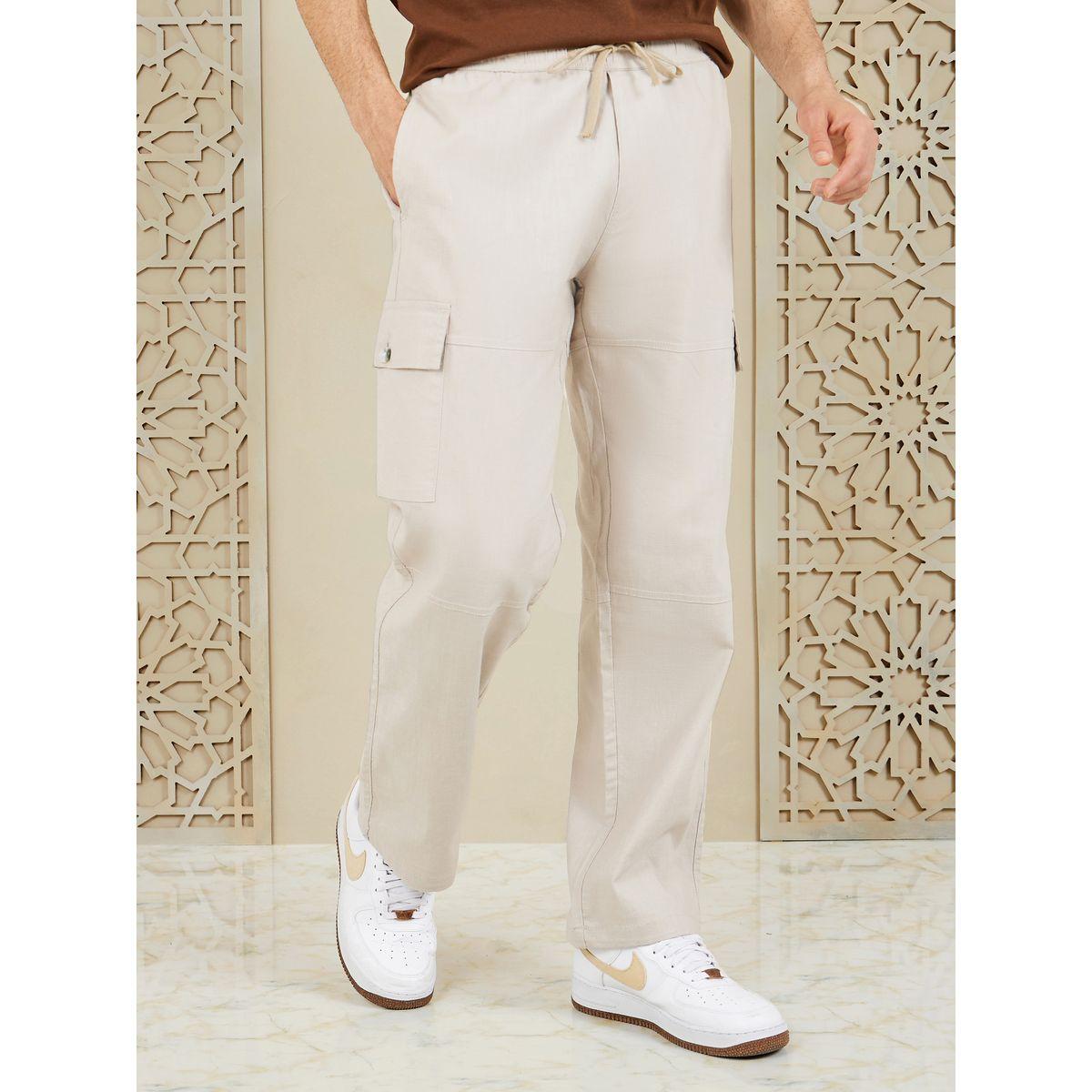 بنطال منسوج بقصة مريحة ونمط كارجو-men-clothing-bottoms-joggers-image-1