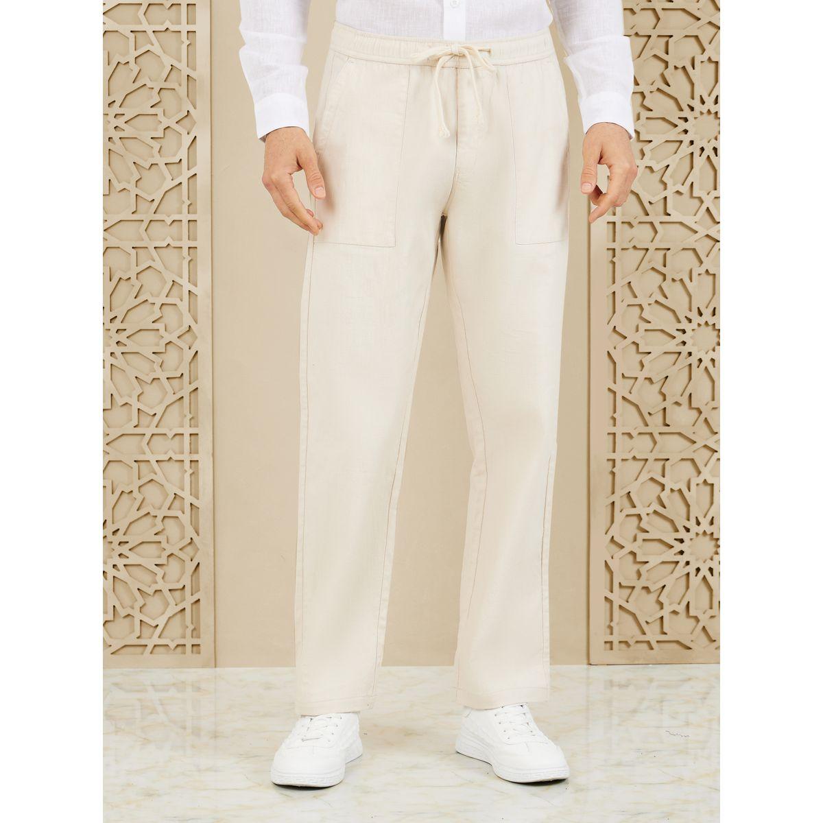 بنطال بقصة مريحة ورباط خصر-men-clothing-bottoms-trousersandchinos-trousers-image-1