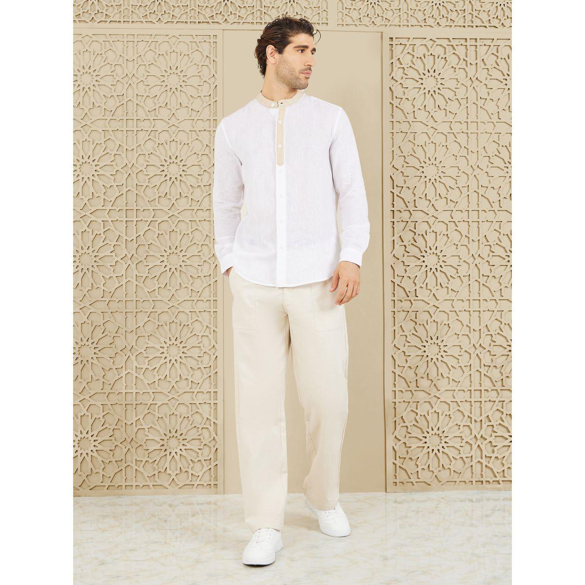 بنطال بقصة مريحة ورباط خصر-men-clothing-bottoms-trousersandchinos-trousers-image-2