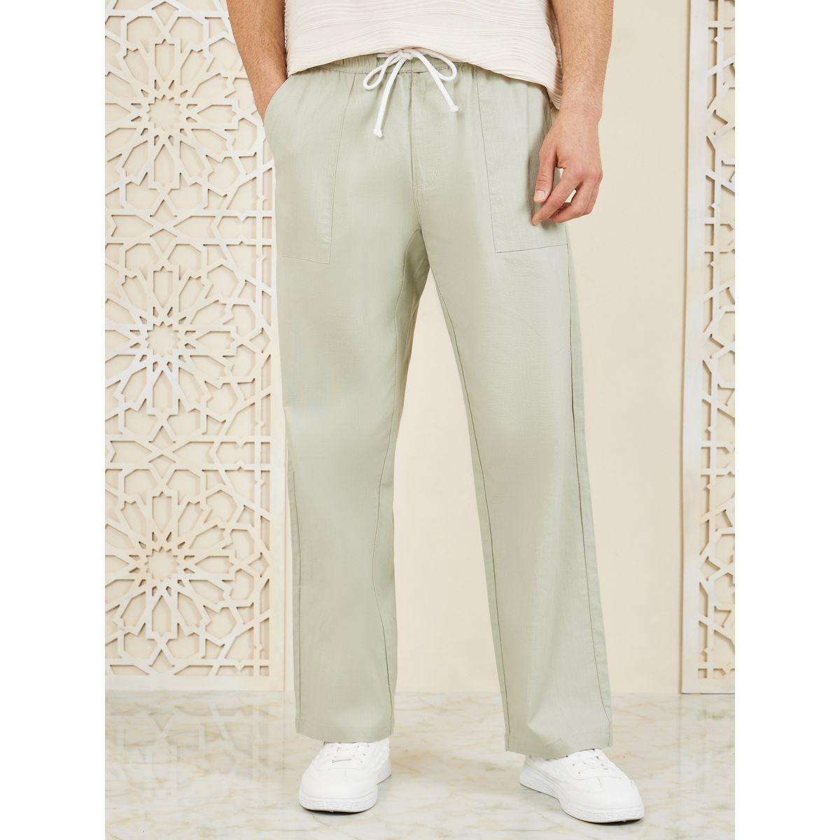 بنطال بقصة مريحة ورباط خصر-men-clothing-bottoms-trousersandchinos-trousers-image-1
