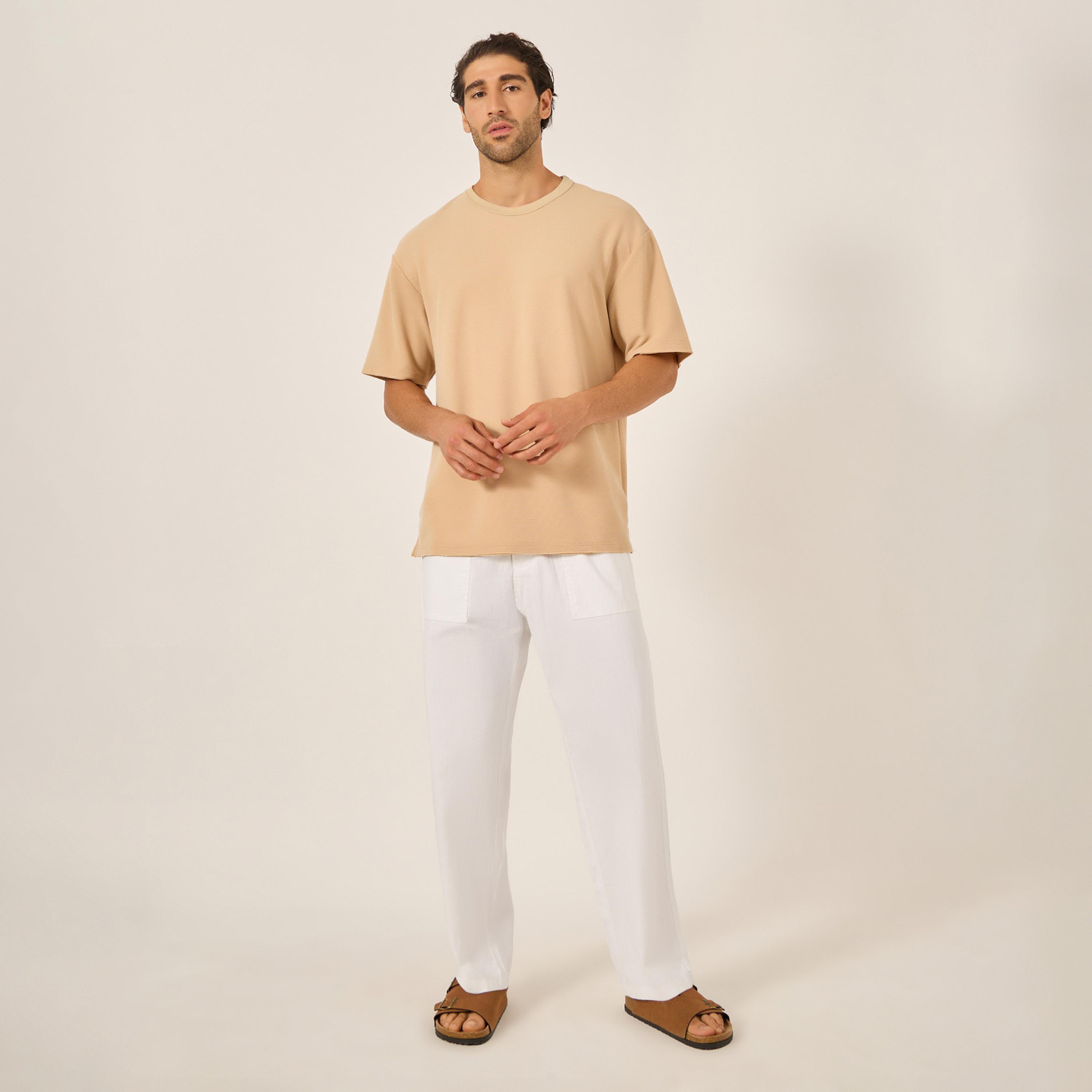 ستايلي - بنطال تويل مريح بحزام خصر برباط-men-clothing-bottoms-trousersandchinos-trousers-image-2