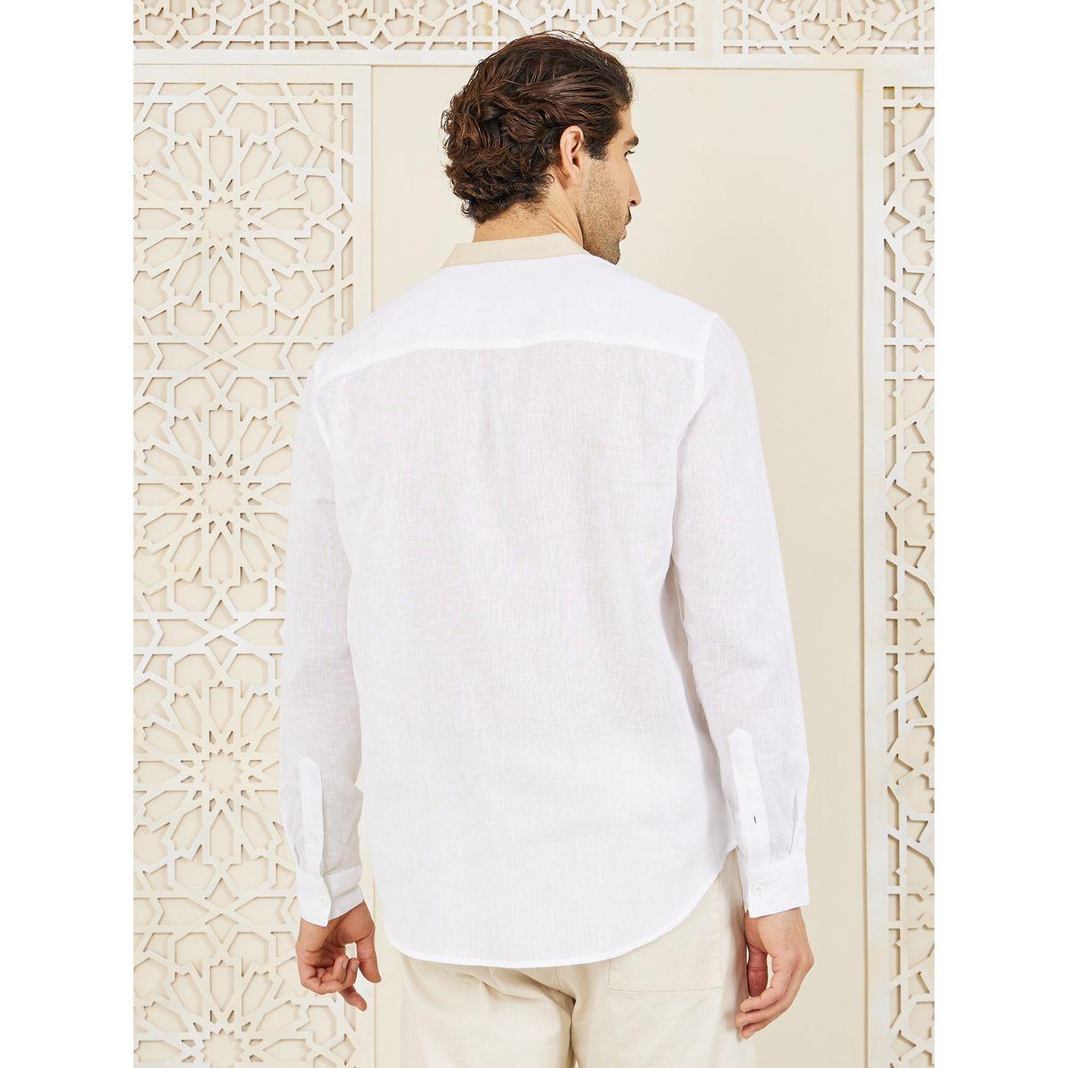 قميص قطن بقصة عادية وياقة ماندارين-men-clothing-shirts-image-4