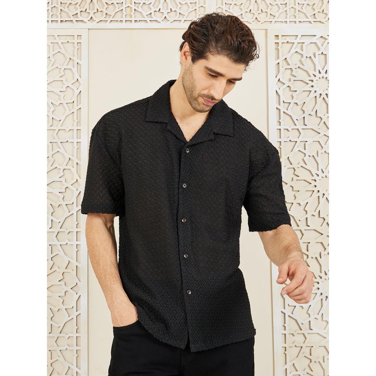 Styli Limited Premium Broderie Cuban Collar Relaxed Fit Shirt-men-clothing-shirts-image-1