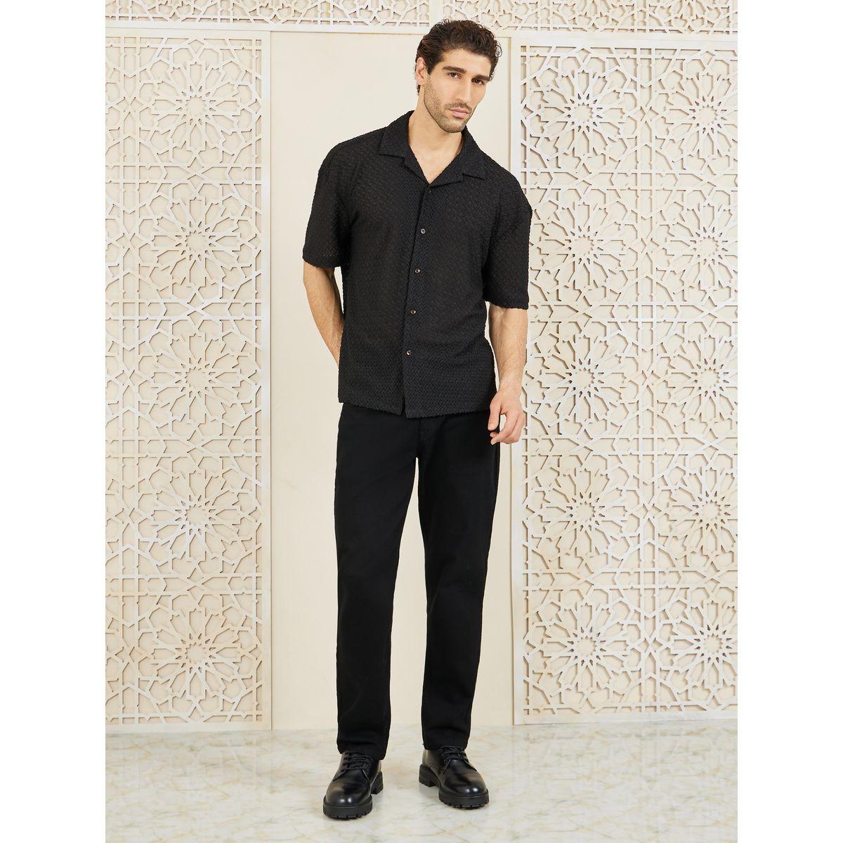 Styli Limited Premium Broderie Cuban Collar Relaxed Fit Shirt-men-clothing-shirts-image-2