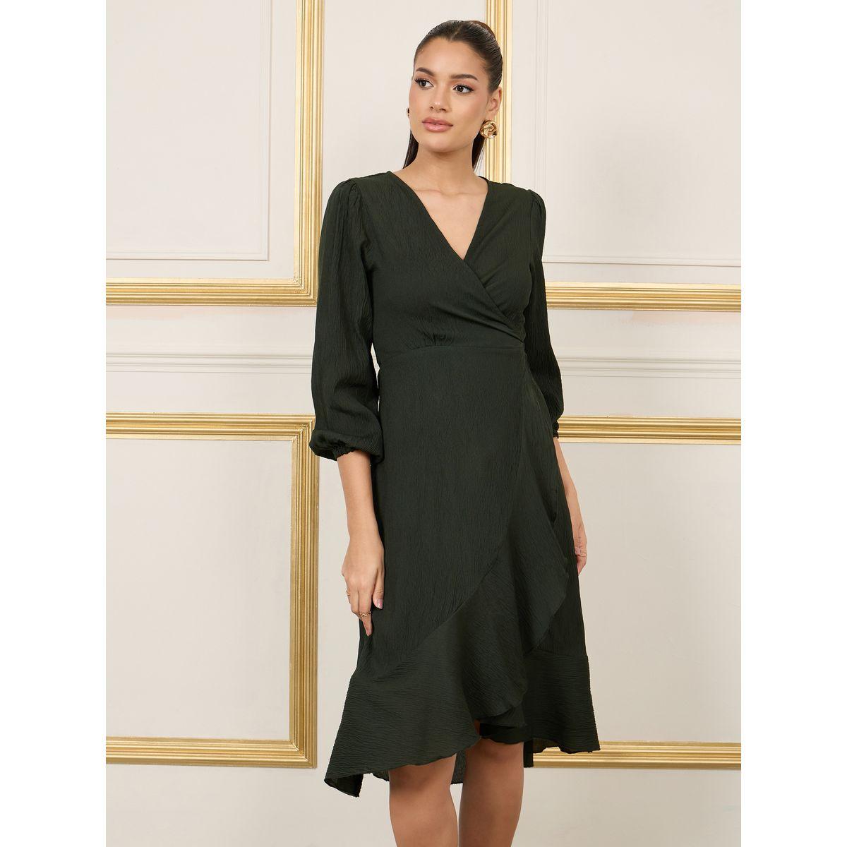 Styli Crepe Ruffle Hem Wrap Midi Dress-women-clothing-dresses-image-1