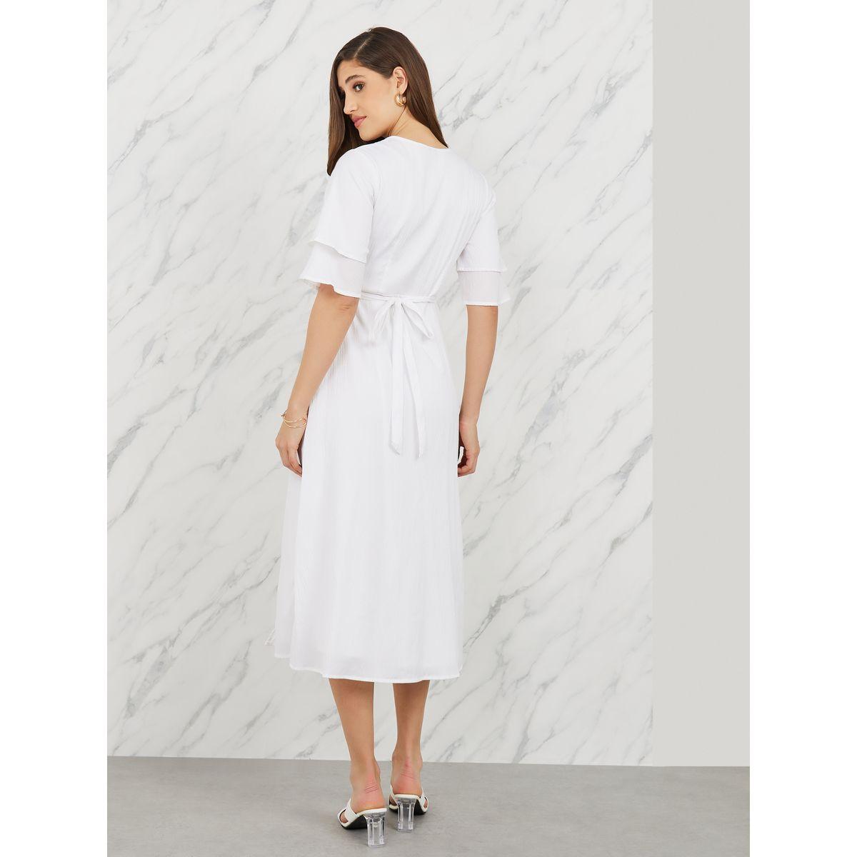 Styli Crepe Frill Layer Sleeves Wrap Midi Dress-women-clothing-dresses-image-4