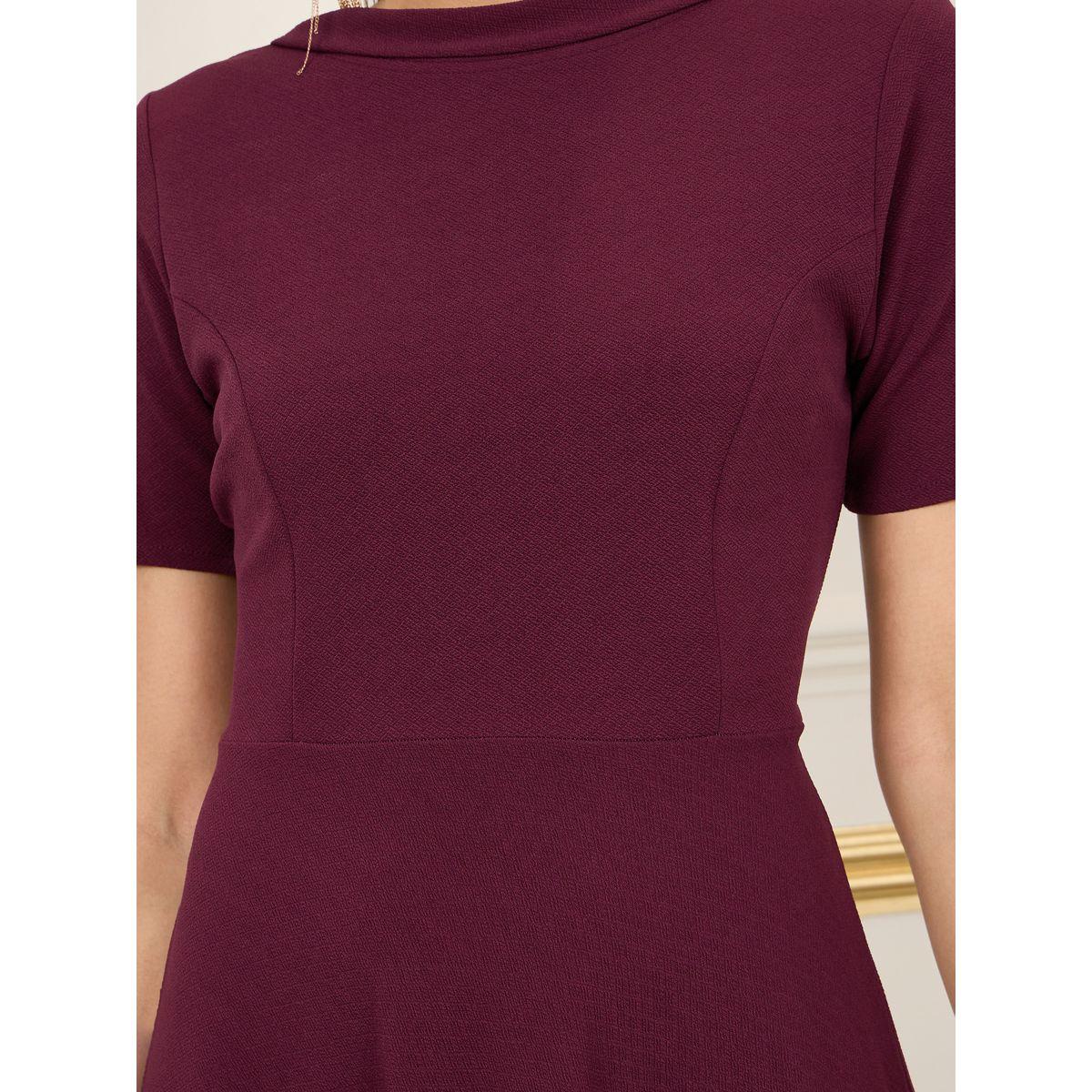 Styli Solid High Neck V Back A-Line Midi Dress-women-clothing-dresses-image-3