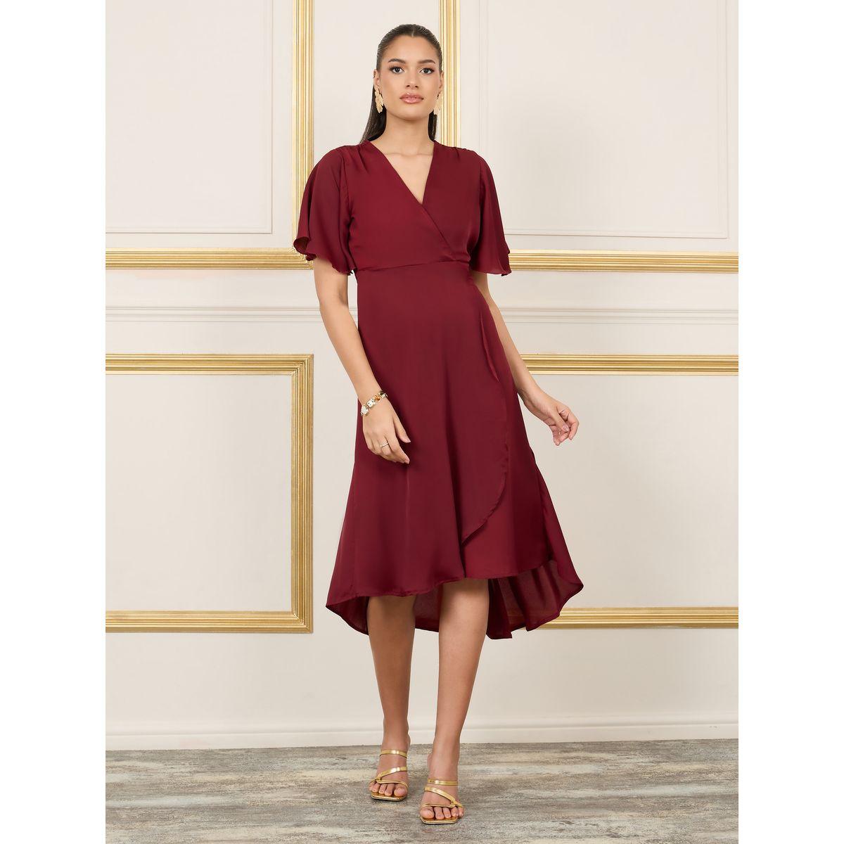 Styli Satin Asymmetric Hem Wrap Midi Dress-women-clothing-dresses-image-1
