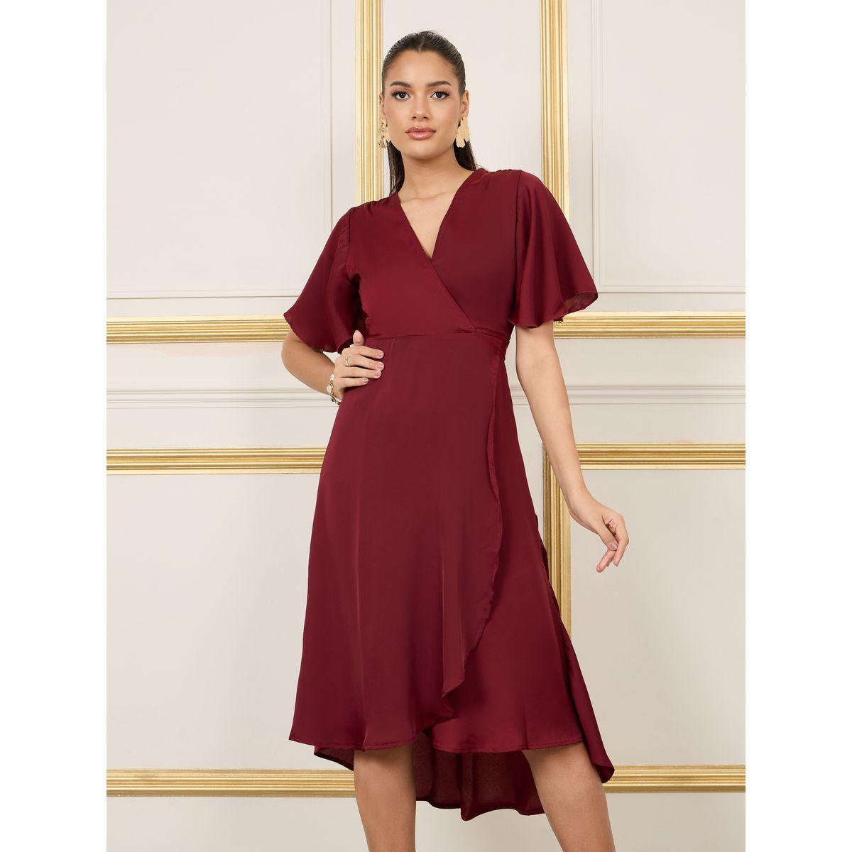 فستان ميدي ساتان بنمط لف-women-clothing-dresses-image-2
