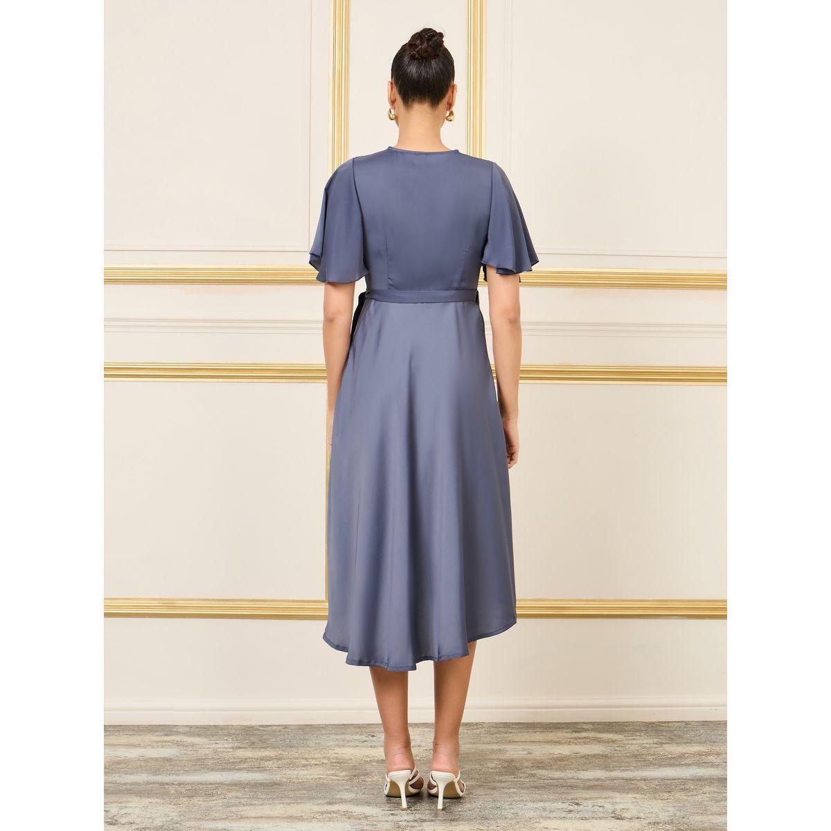 فستان ميدي سادة بنمط لف-women-clothing-dresses-image-4