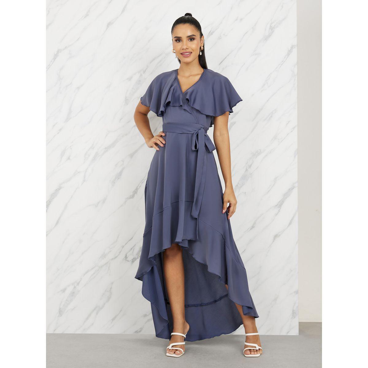 فستان طويل بنمط لف وتفاصيل كشكش-women-clothing-dresses-image-1