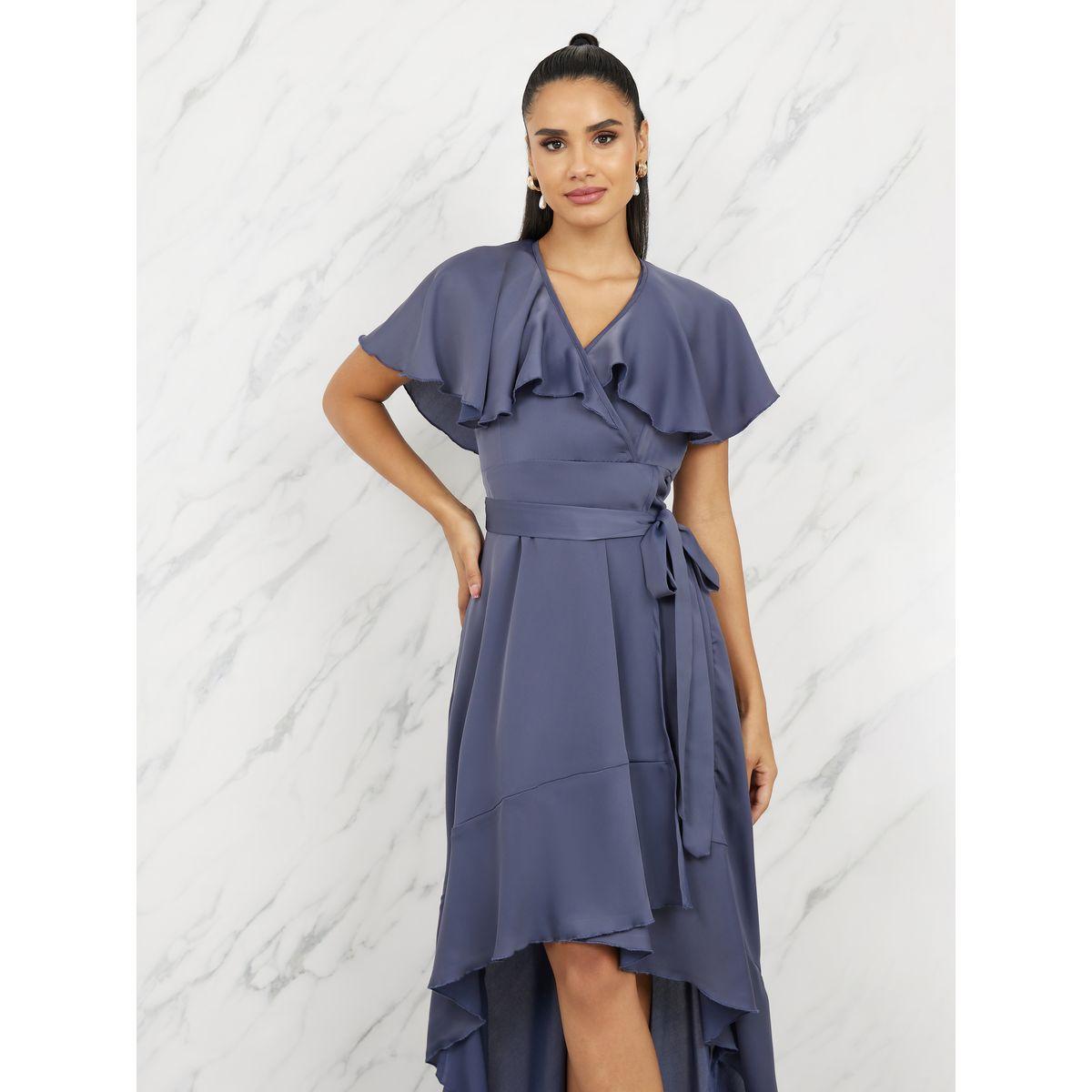 فستان طويل بنمط لف وتفاصيل كشكش-women-clothing-dresses-image-2
