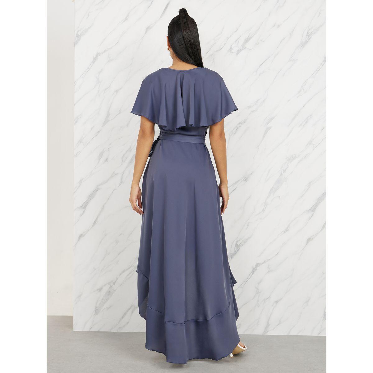 Styli Ruffle Cape Sleeves Asymmetric Hem Wrap Maxi Dress-women-clothing-dresses-image-4