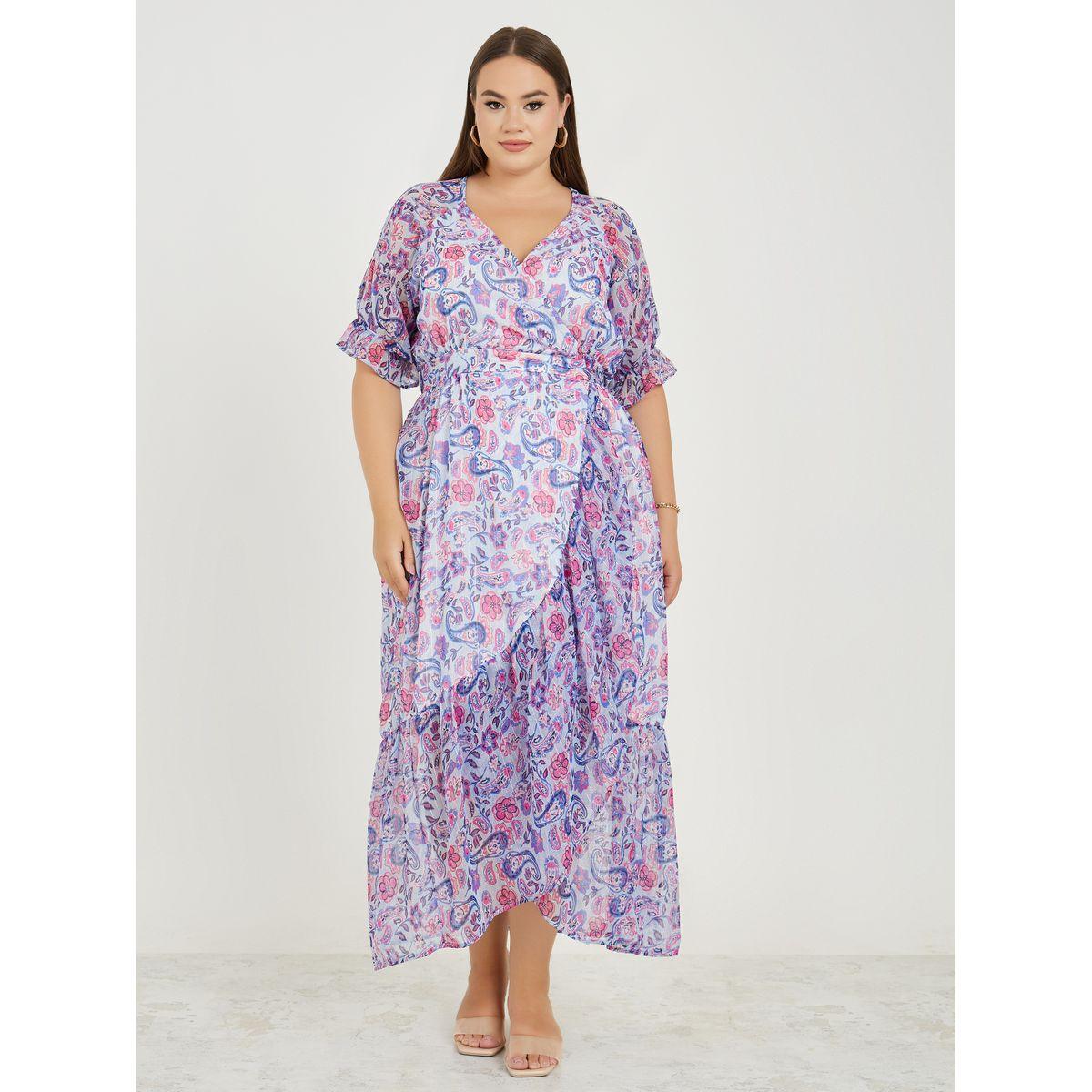 Styli Plus Paisley Print Lurex Stripe Wrap Maxi Dress-women-clothing-dresses-image-2