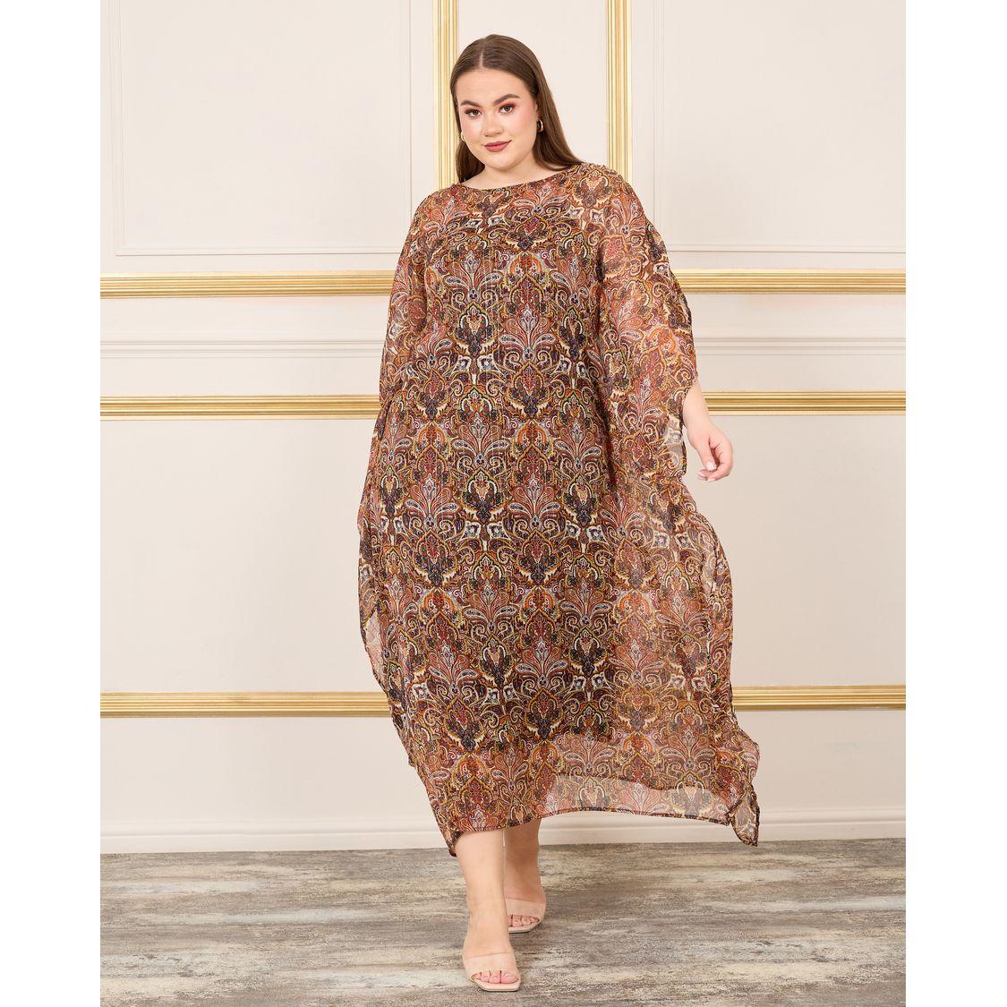 فستان طويل بمقاس كبير وخطوط لوريكس-women-clothing-dresses-image-1