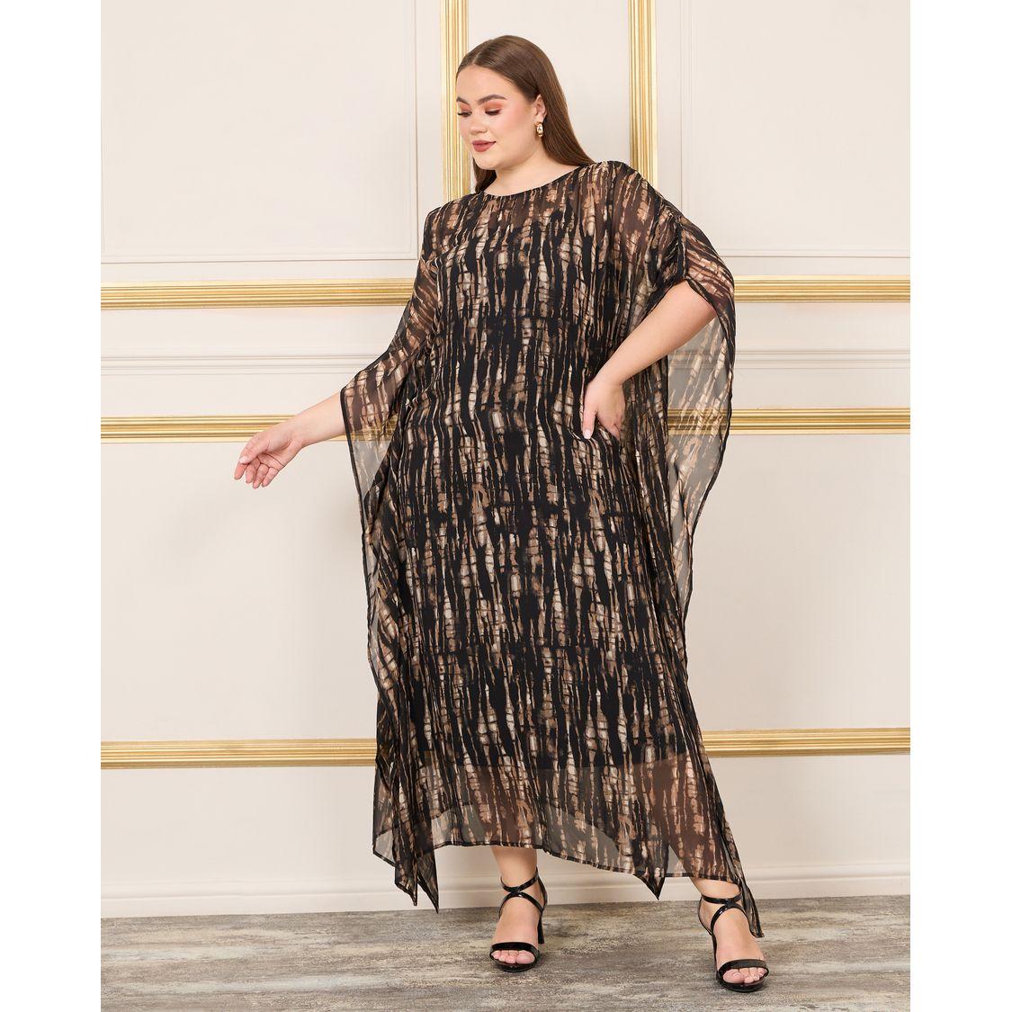 Styli Plus Tie and Dye Print Kaftan Maxi Dress-women-clothing-dresses-image-1