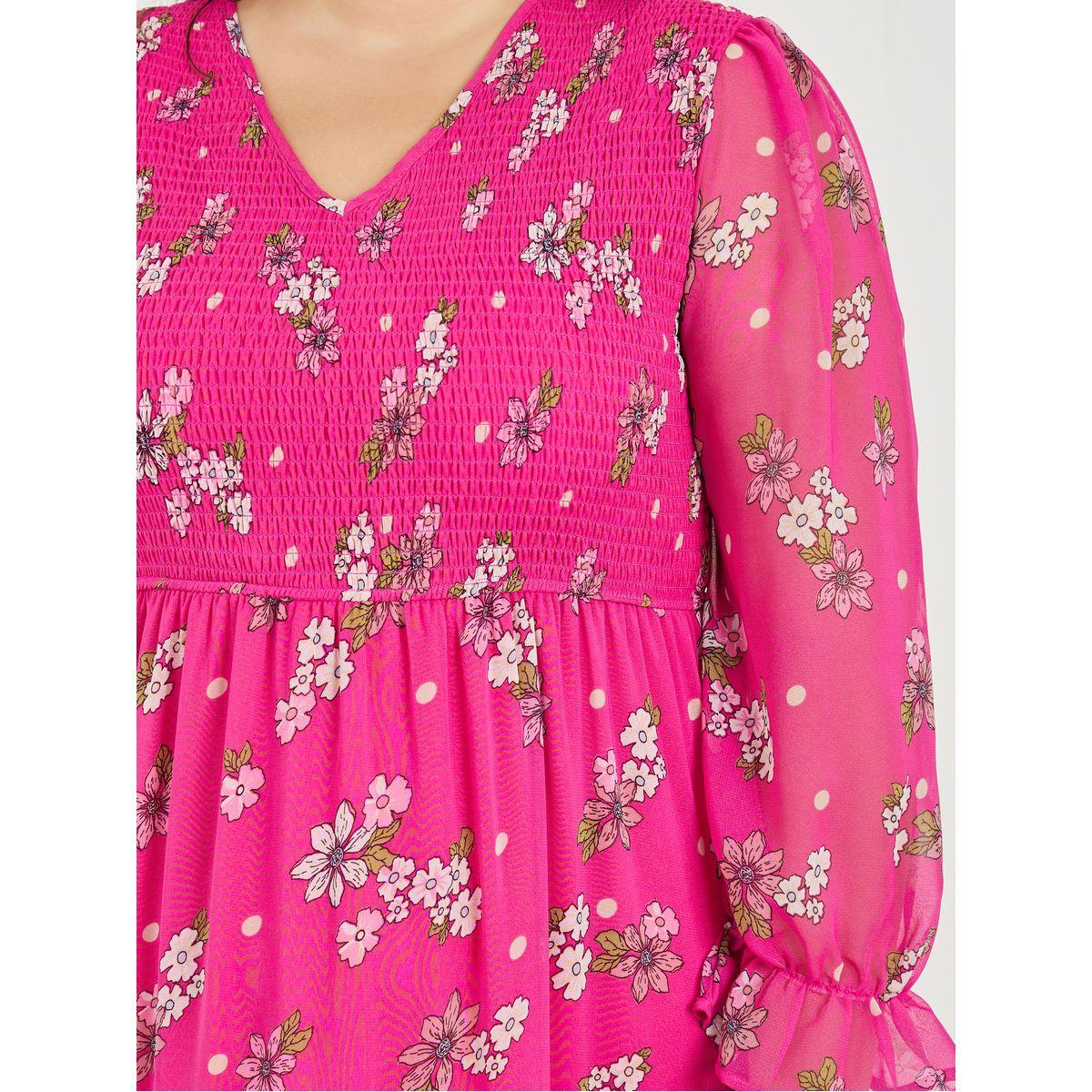 Styli Plus Floral Print Ruffle Detail A-Line Maxi Dress-women-clothing-dresses-image-3