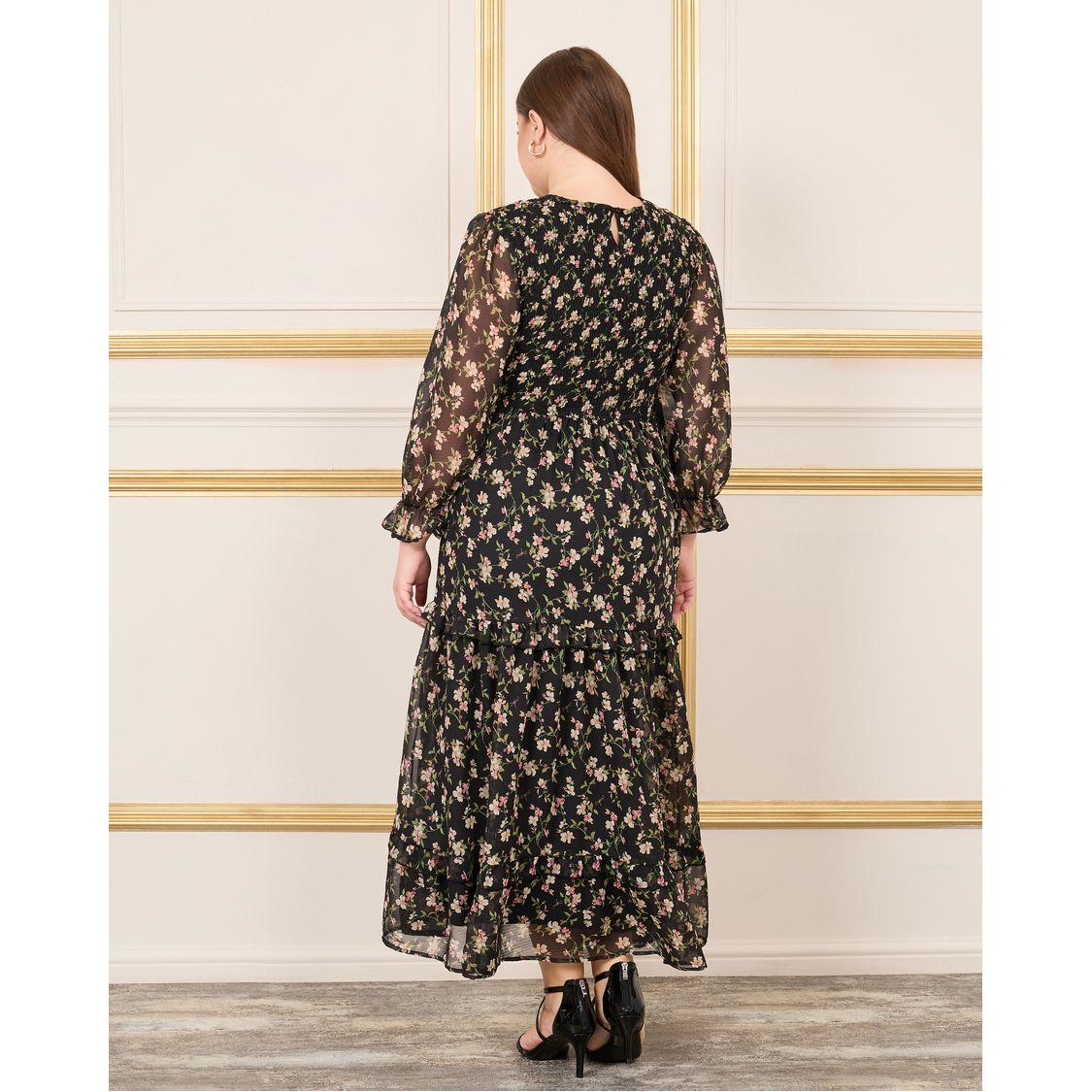 فستان طويل بطبعة زهور وكشكش-women-clothing-dresses-image-4