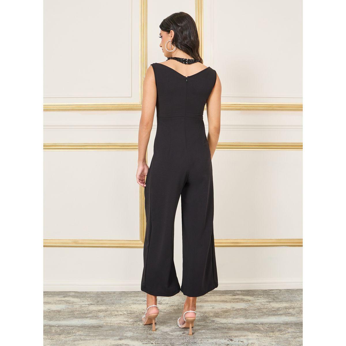 Styli Sequin Cut Out Detail Neck Wide Leg Jumpsuit-women-clothing-jumpsuits-image-4