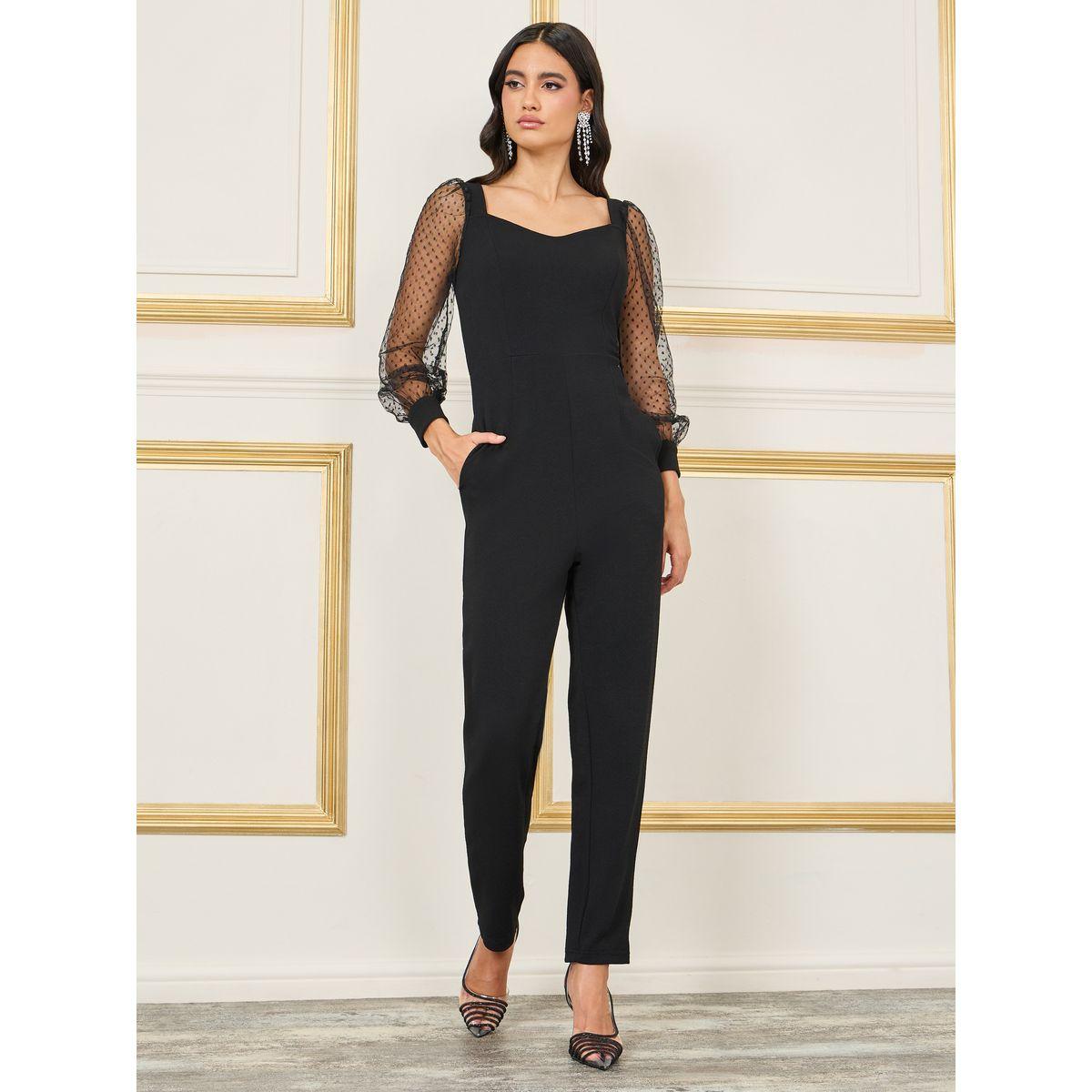 Styli Mesh Long Sleeves Sweetheart Neck Slim Fit Jumpsuit-women-clothing-jumpsuits-image-1