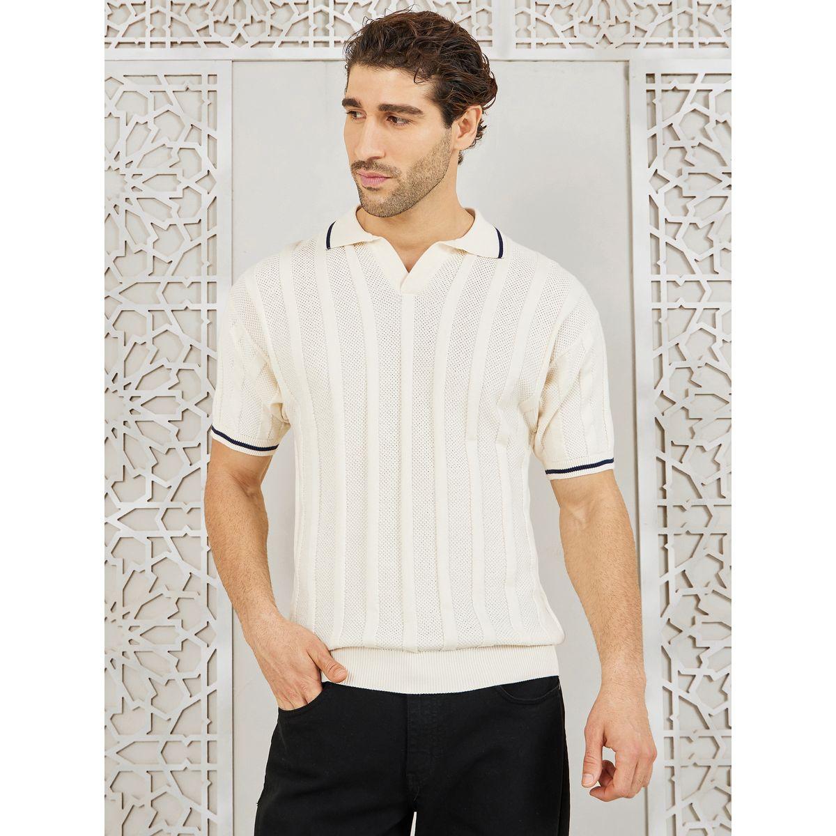 Styli Limited Premium Cotton Ribbed Knit V Neck Relaxed Polo-men-clothing-tshirtsandpolos-polos-image-1