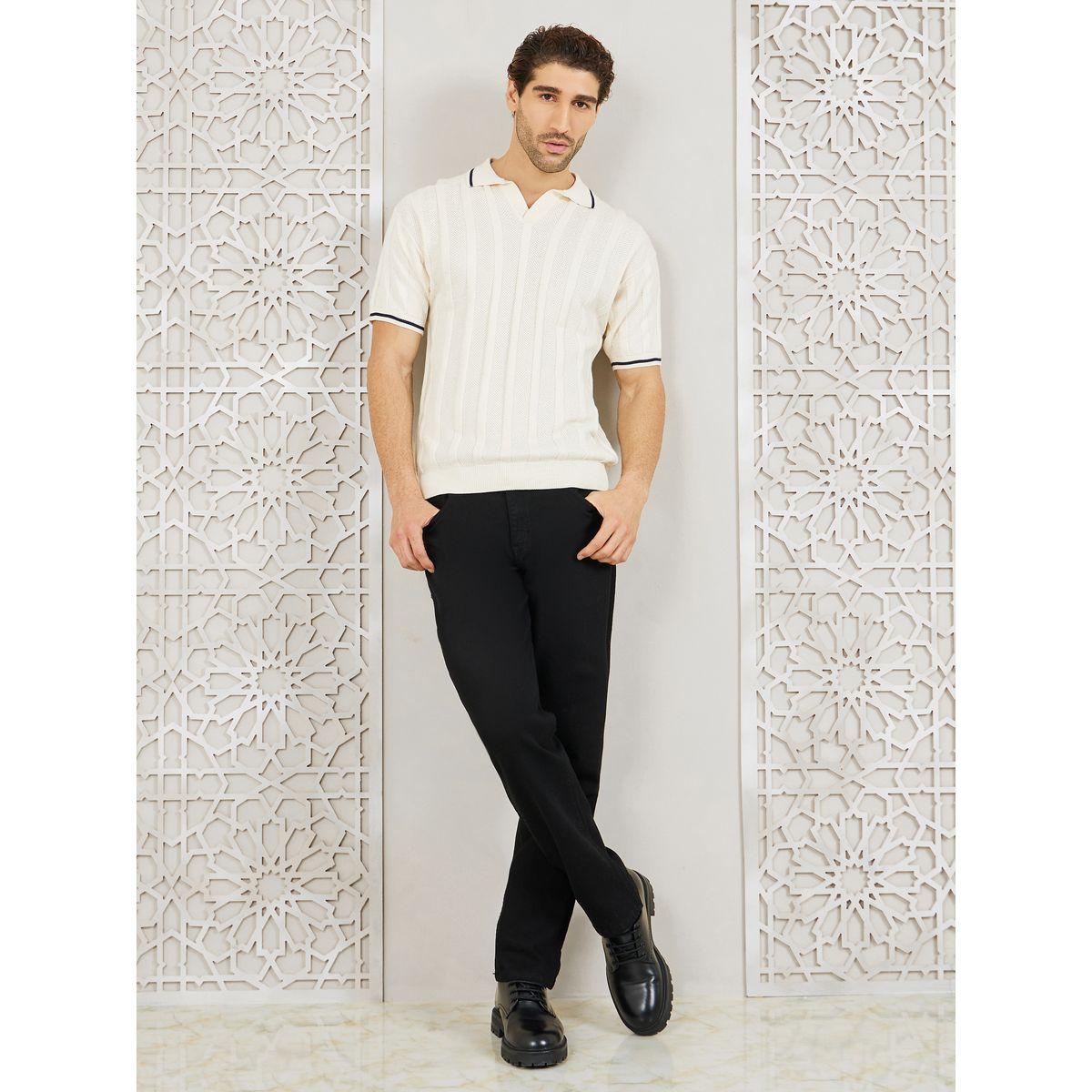 Styli Limited Premium Cotton Ribbed Knit V Neck Relaxed Polo-men-clothing-tshirtsandpolos-polos-image-2