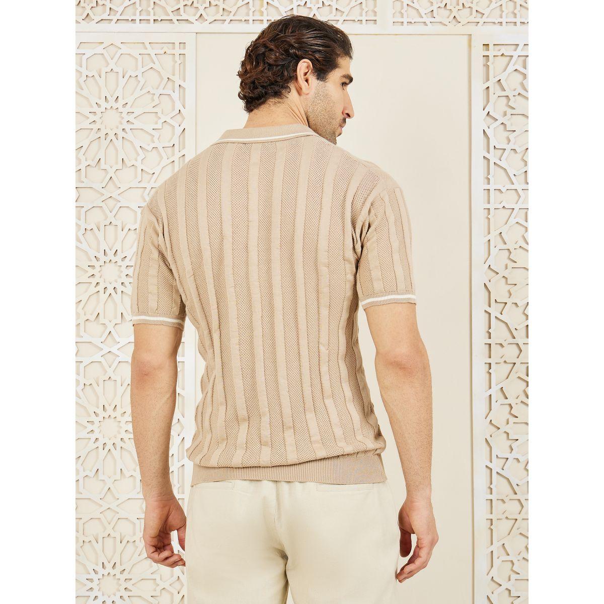 تيشيرت محبوك بياقة بولو وقصة مريحة-men-clothing-tshirtsandpolos-polos-image-4