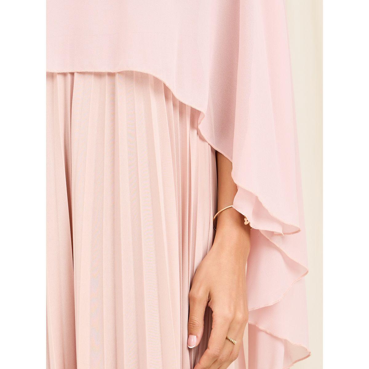 Styli Limited Pleated Cape Sleeves Maxi Dress-women-clothing-dresses-image-3