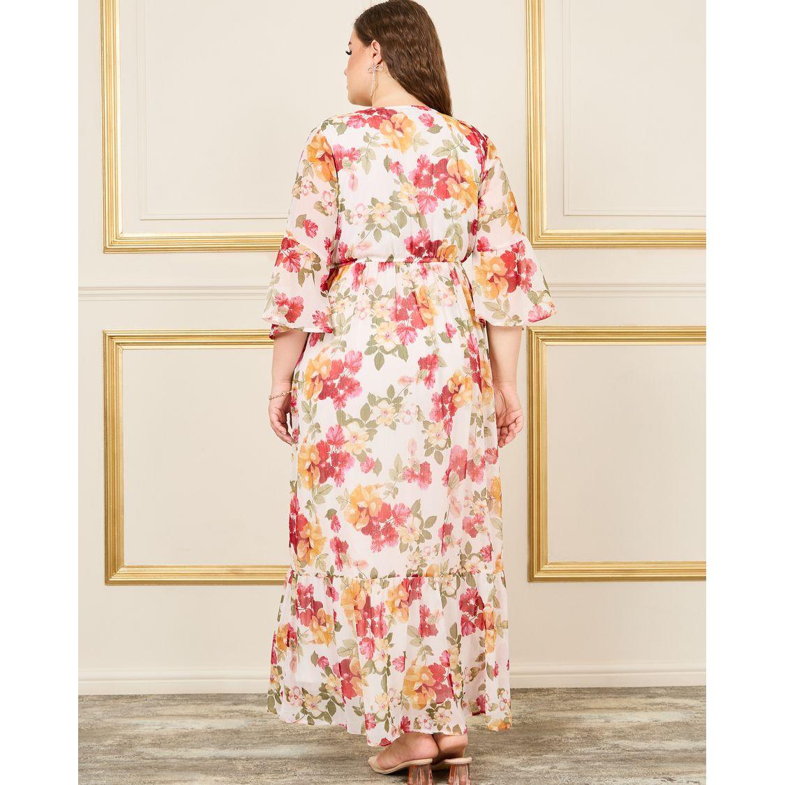 فستان طويل بمقاس كبير وطبعة زهور-women-clothing-dresses-image-4