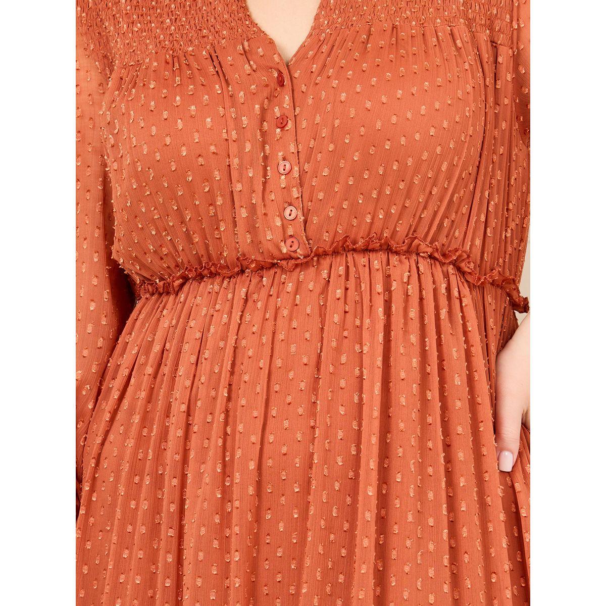 فستان ميدي بتفاصيل كشكش ومقاس كبير-women-clothing-dresses-image-3