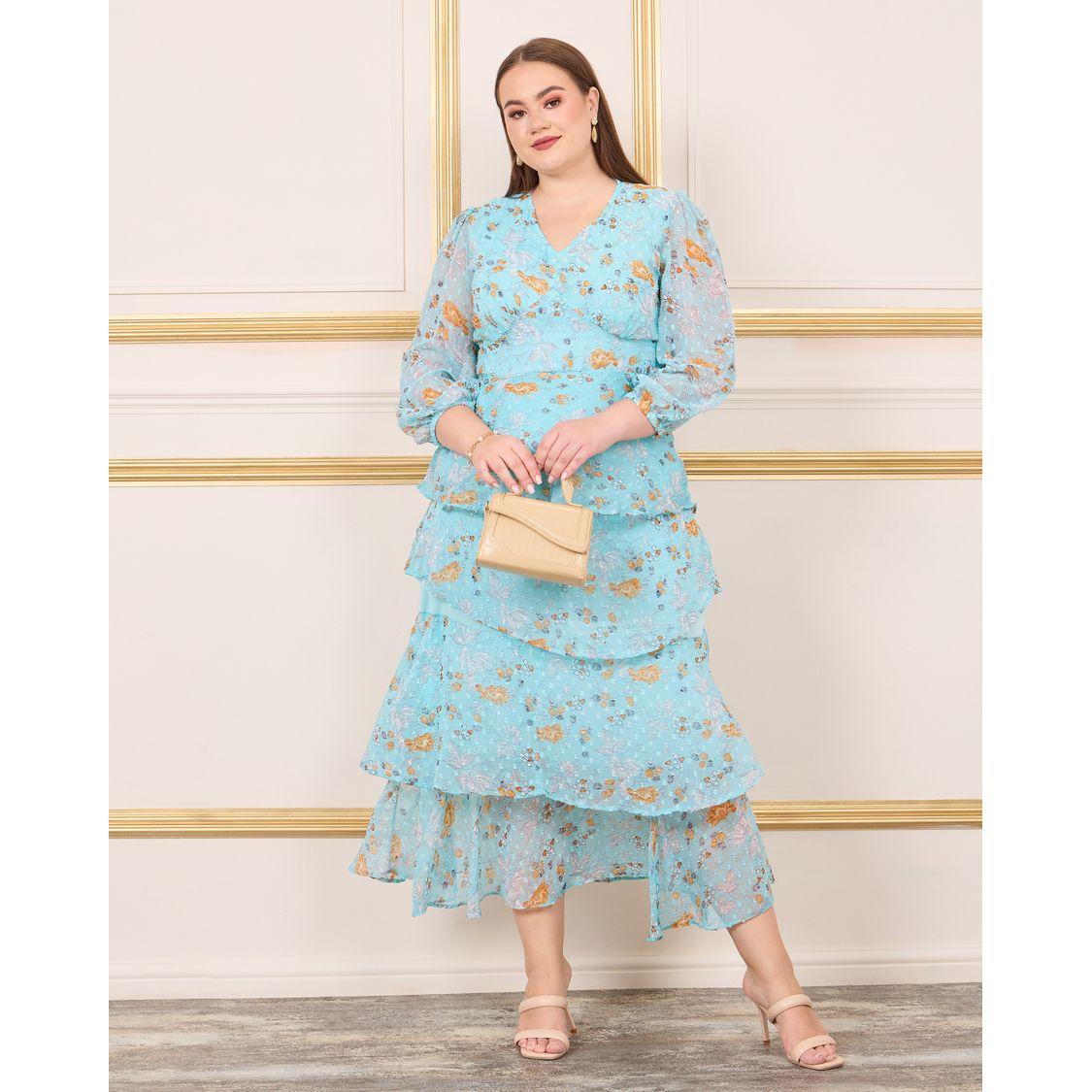 فستان ميدي بمقاس كبير وطبعات صغيرة-women-clothing-dresses-image-1